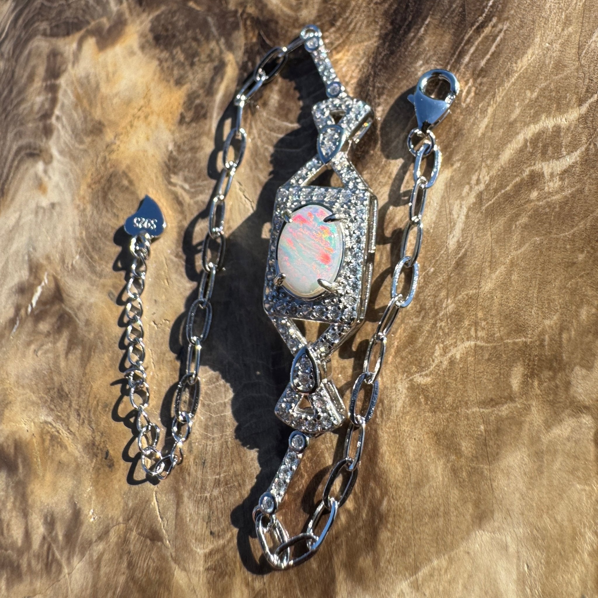 Kiama Glow - 0.8ct Coober Pedy Opal 925 Silver Bracelet