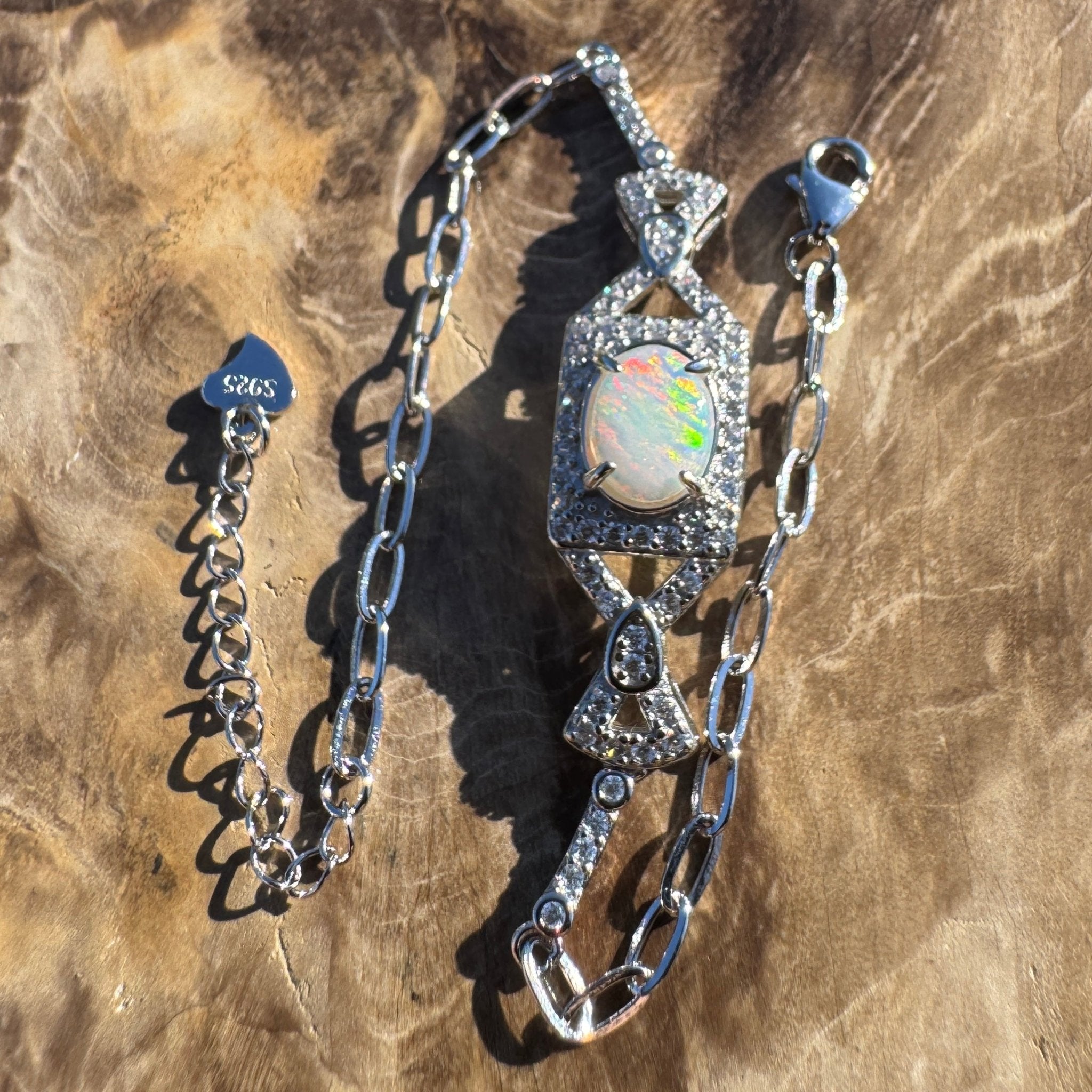 Kiama Glow - 0.8ct Coober Pedy Opal 925 Silver Bracelet