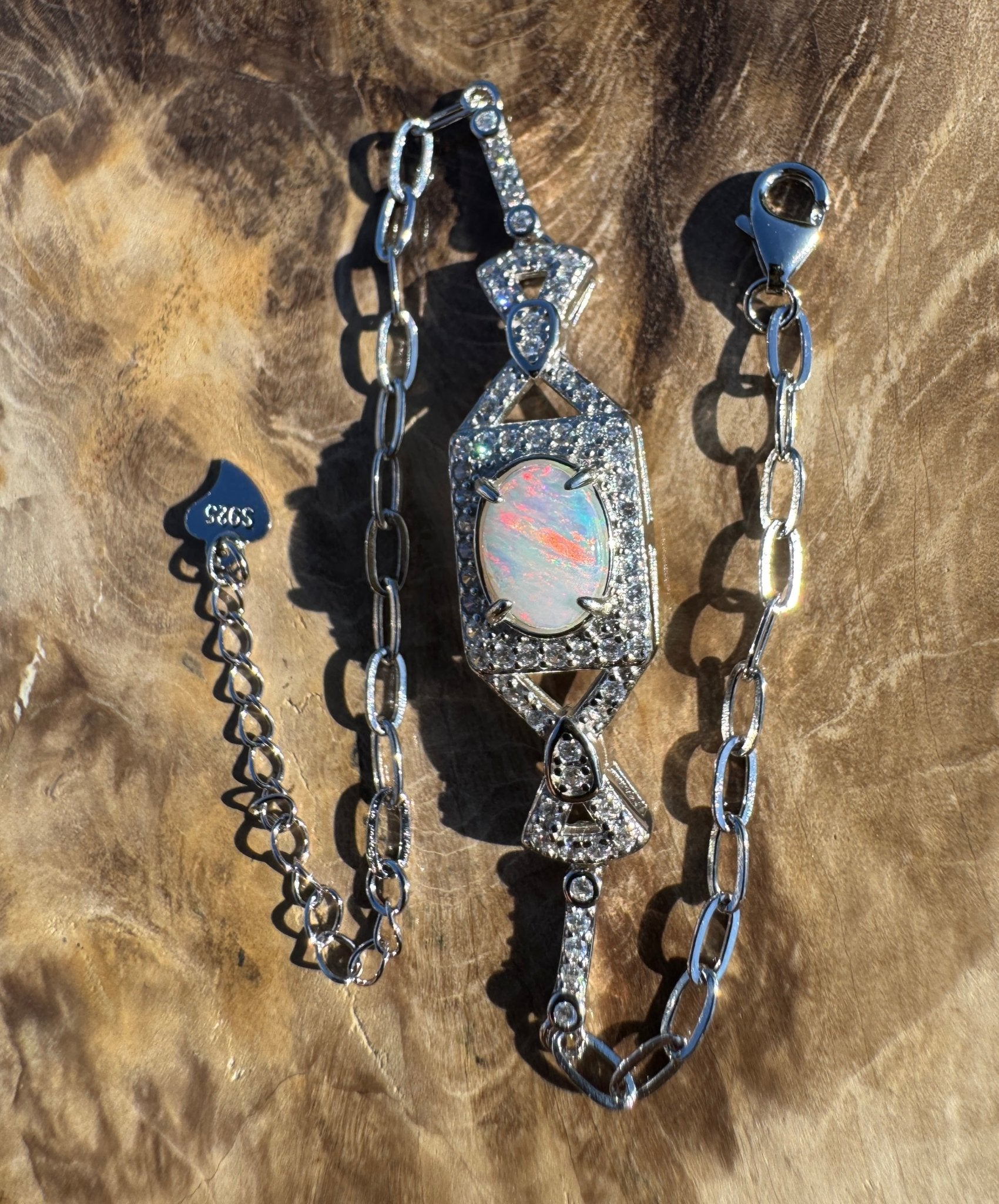 Kiama Glow - 0.8ct Coober Pedy Opal 925 Silver Bracelet