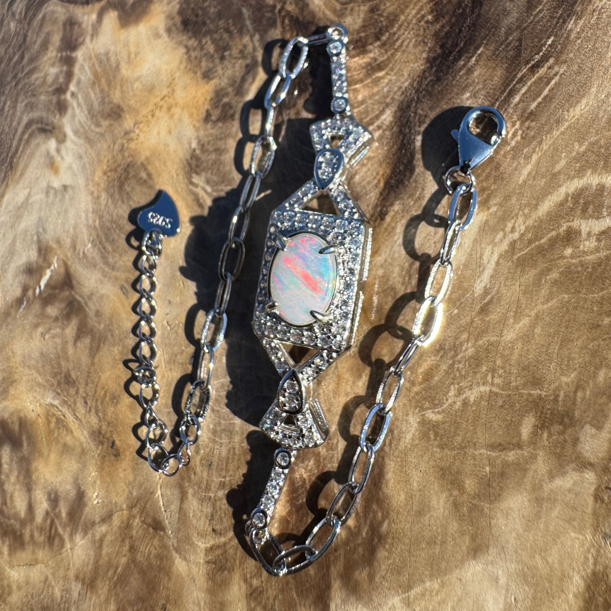 Kiama Glow - 0.8ct Coober Pedy Opal 925 Silver Bracelet