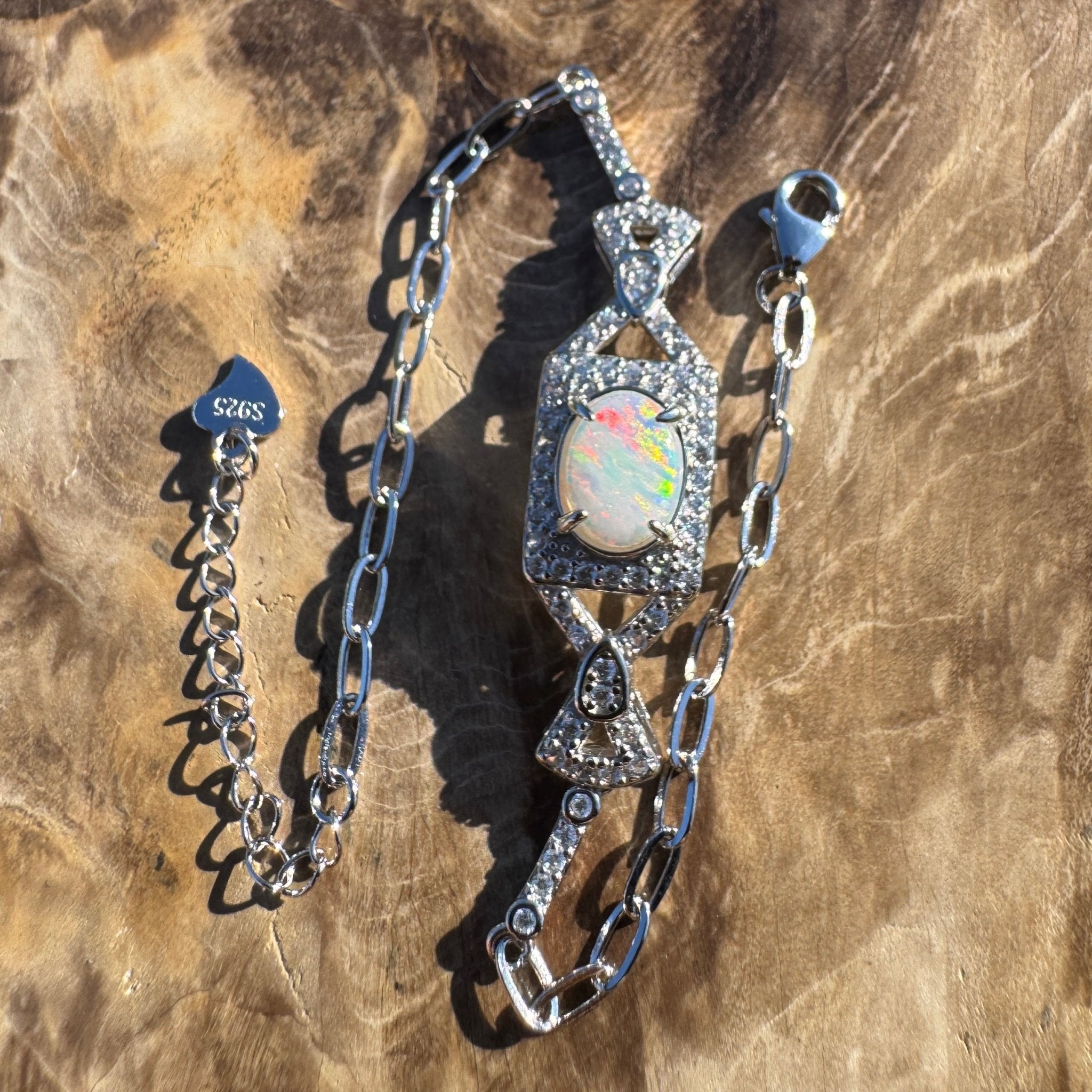Kiama Glow - 0.8ct Coober Pedy Opal 925 Silver Bracelet
