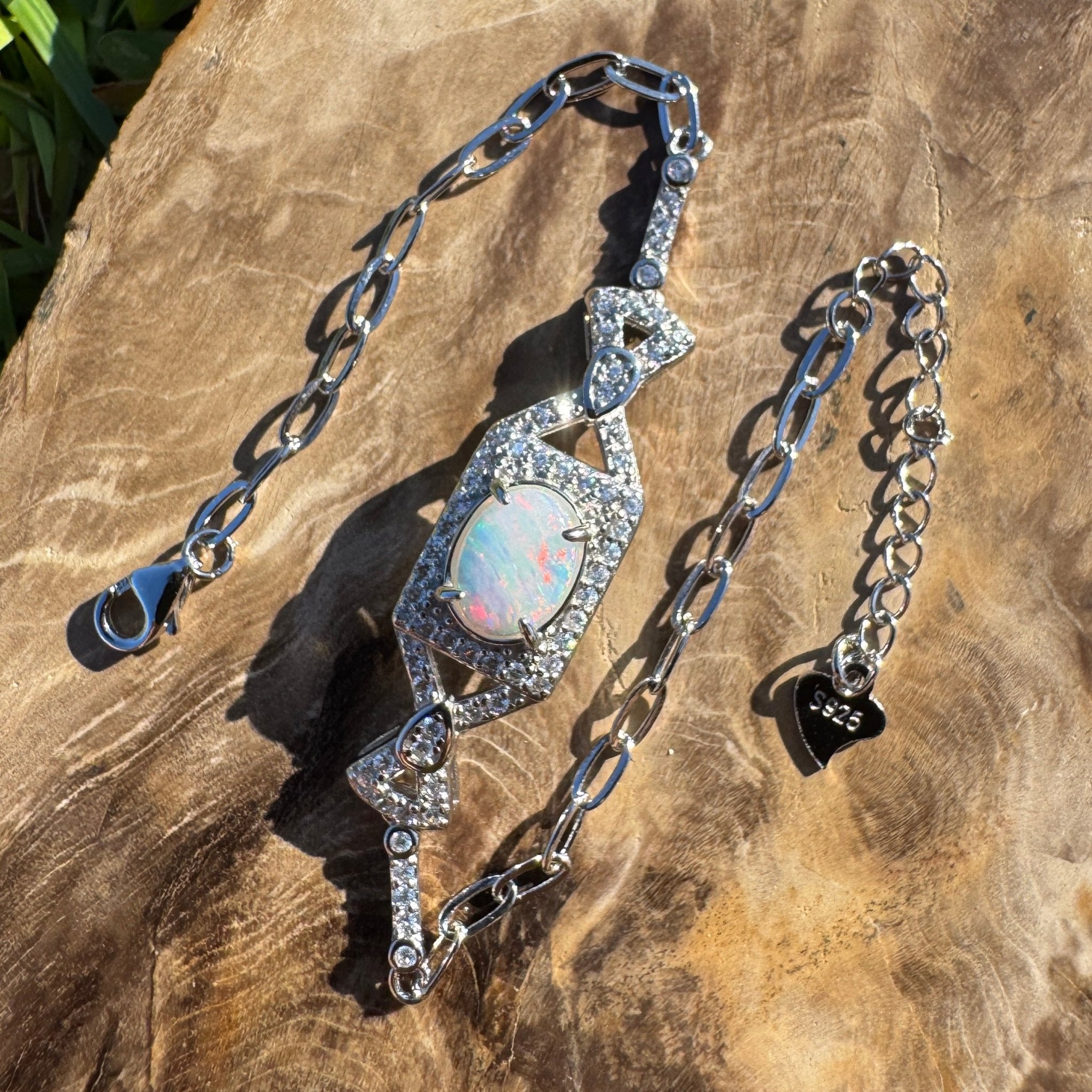 Kiama Glow - 0.8ct Coober Pedy Opal 925 Silver Bracelet