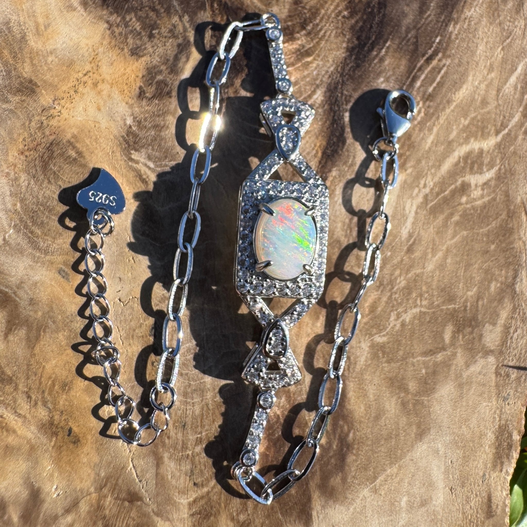 Kiama Glow - 0.8ct Coober Pedy Opal 925 Silver Bracelet