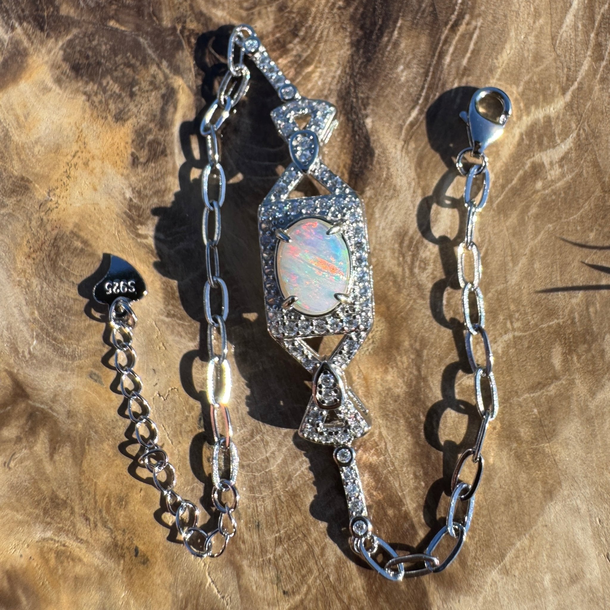 Kiama Glow - 0.8ct Coober Pedy Opal 925 Silver Bracelet