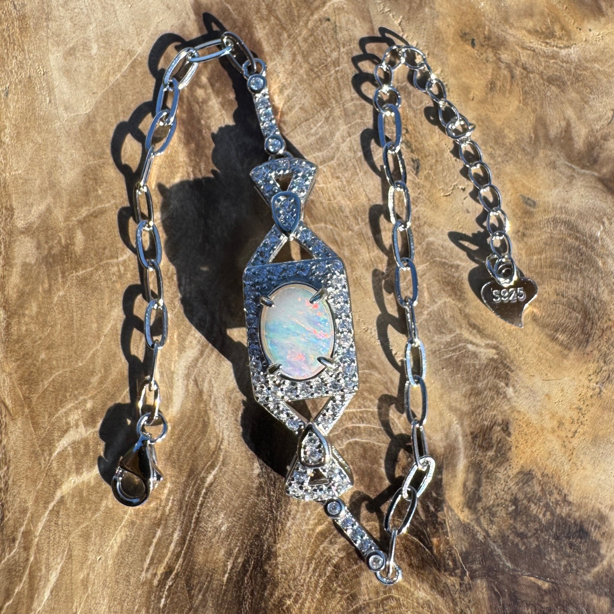 Kiama Glow - 0.8ct Coober Pedy Opal 925 Silver Bracelet