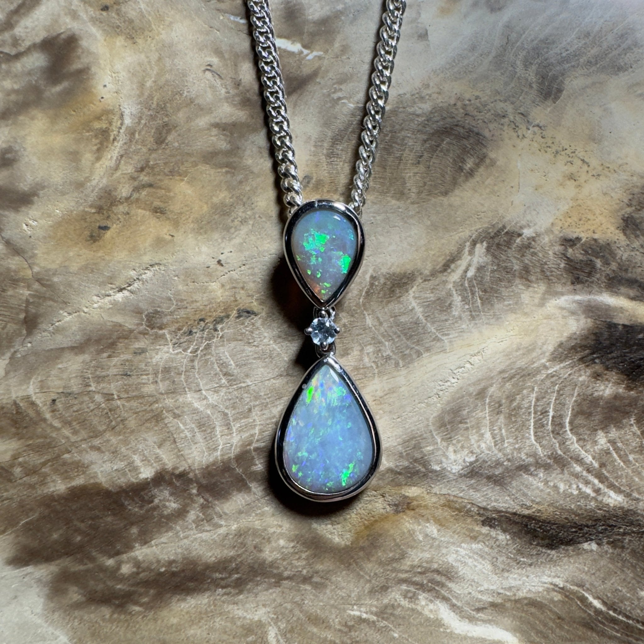 Kimberley Cascade ~ 1.8ct Mintabie Opal 925 Silver Pendant