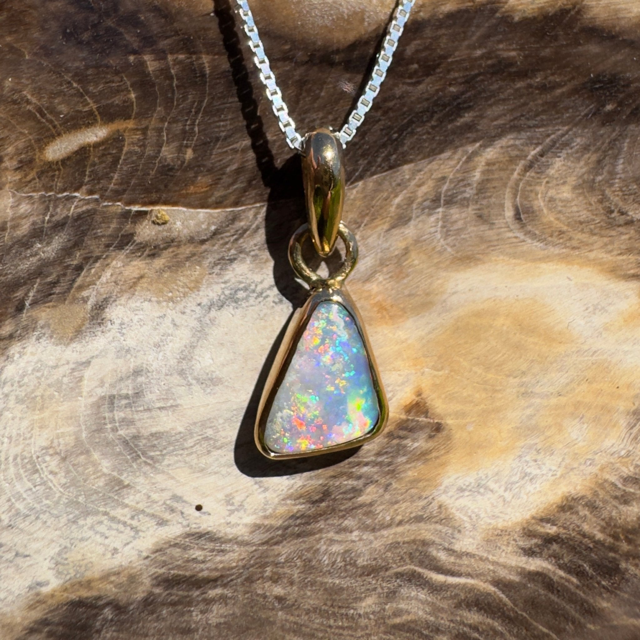 Kimberley Crown ~ 1ct Lightning Ridge Opal 9ct Yellow Gold Pendant