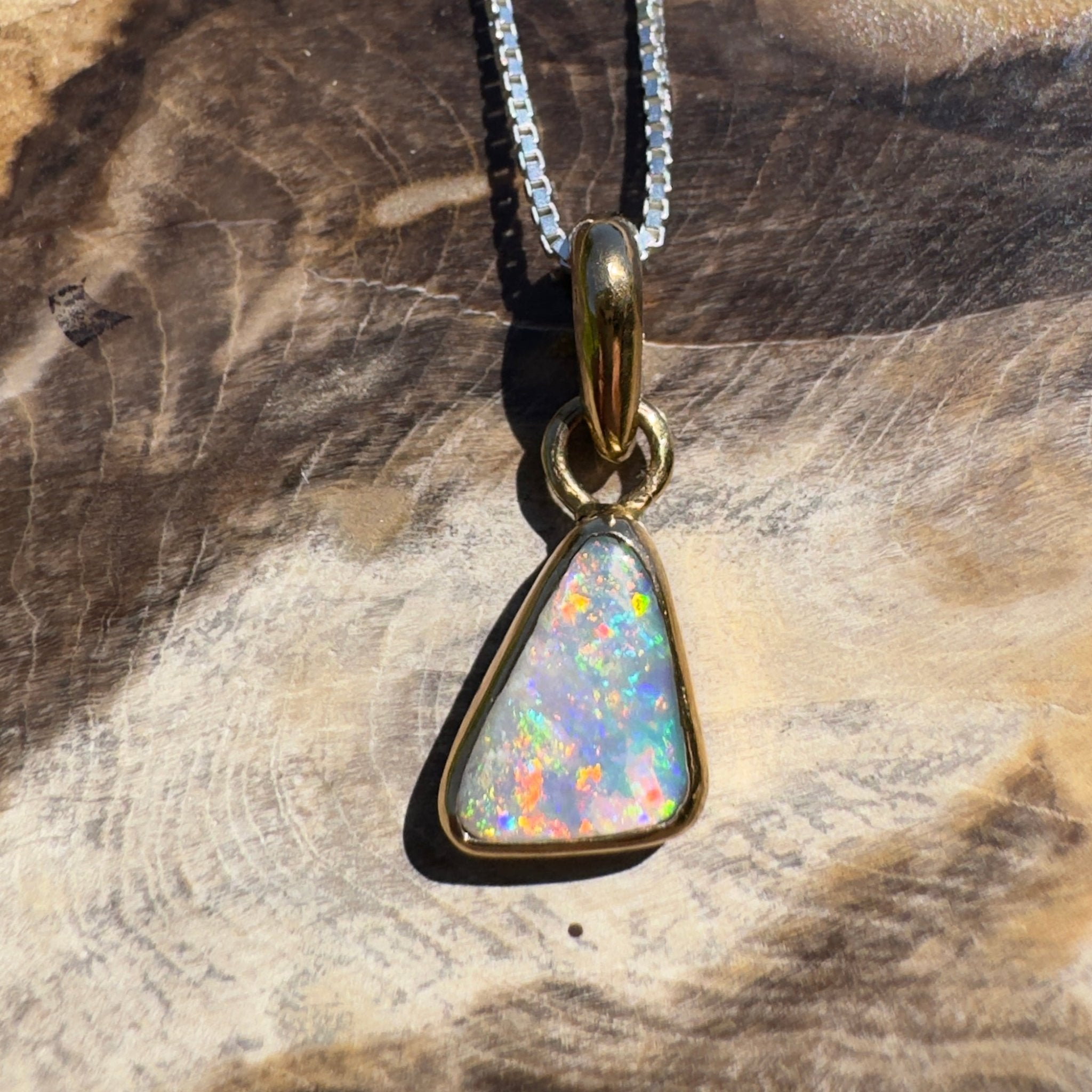 Kimberley Crown ~ 1ct Lightning Ridge Opal 9ct Yellow Gold Pendant