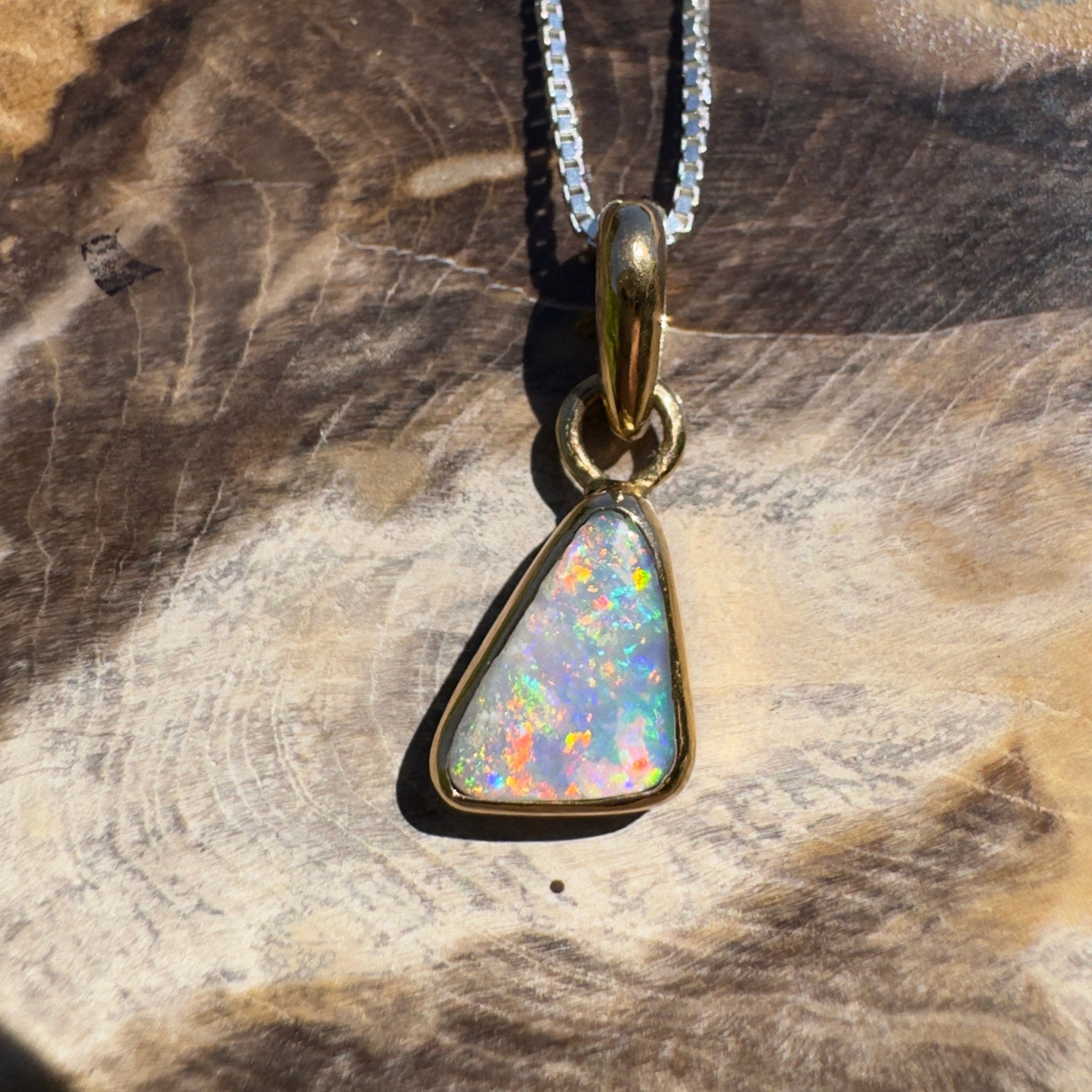 Kimberley Crown ~ 1ct Lightning Ridge Opal 9ct Yellow Gold Pendant