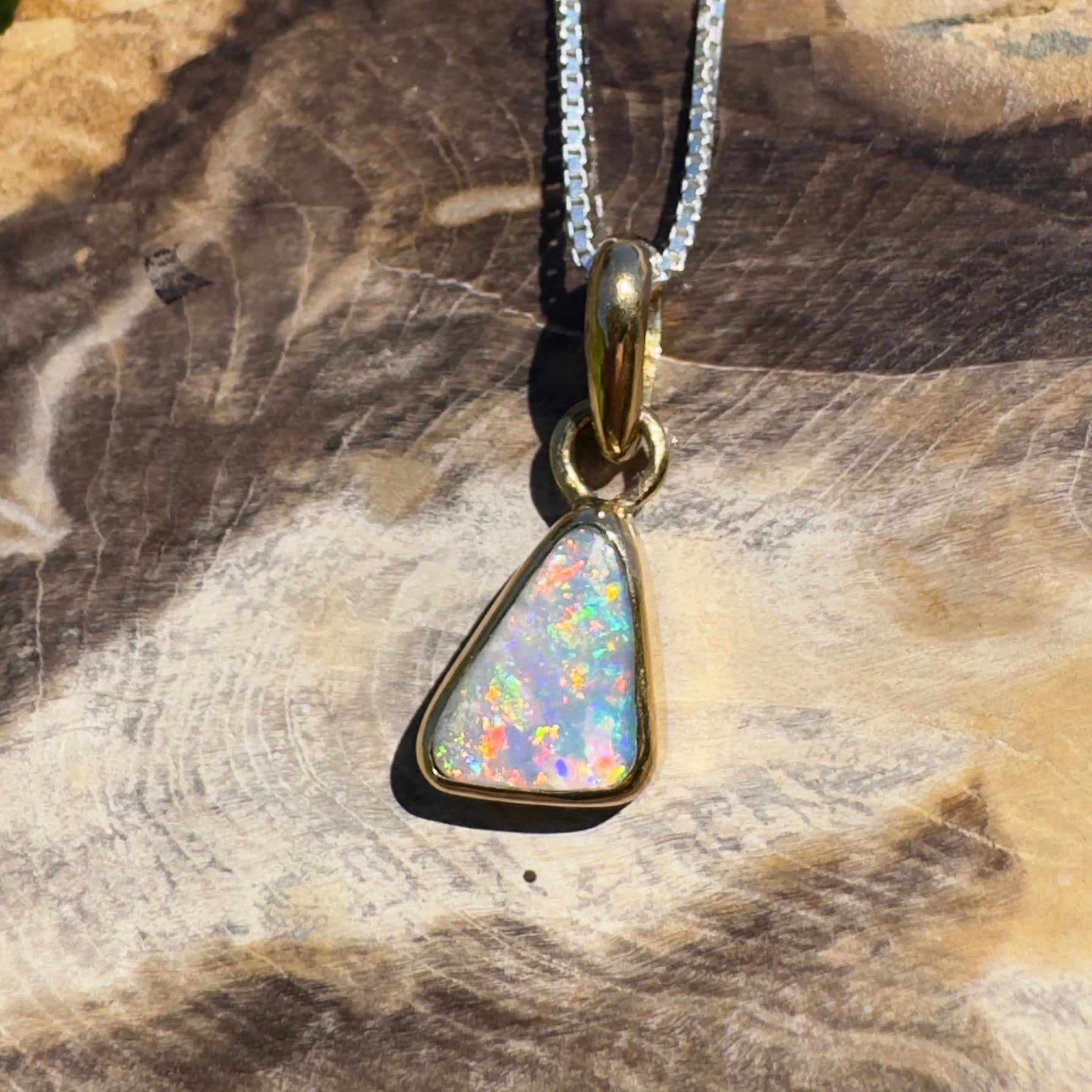Kimberley Crown ~ 1ct Lightning Ridge Opal 9ct Yellow Gold Pendant