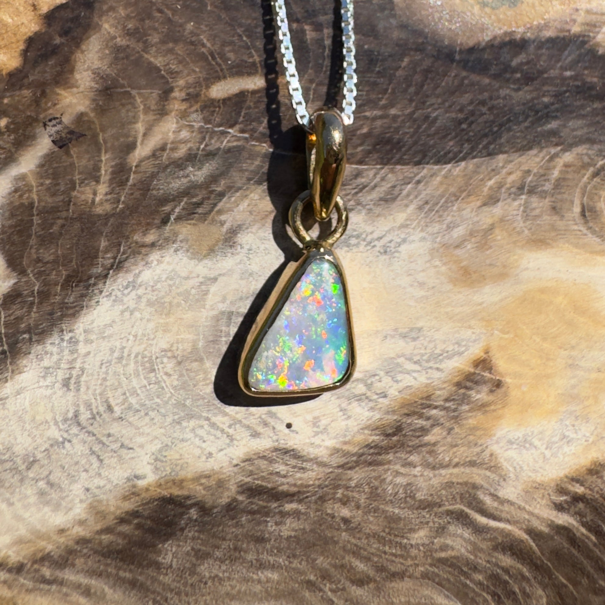 Kimberley Crown ~ 1ct Lightning Ridge Opal 9ct Yellow Gold Pendant