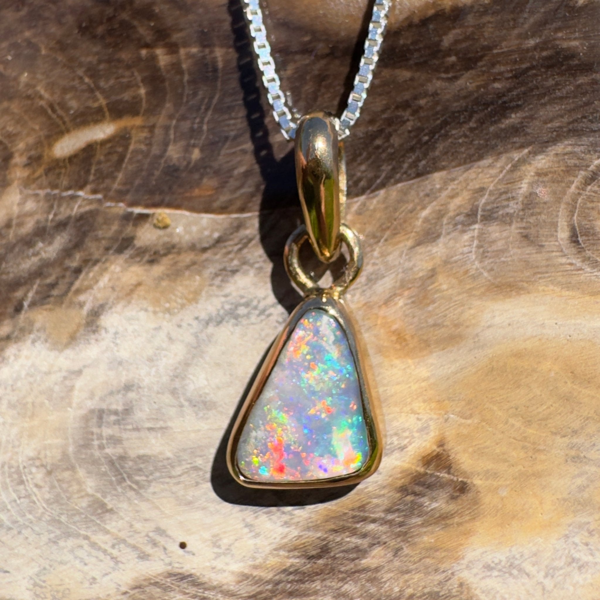 Kimberley Crown ~ 1ct Lightning Ridge Opal 9ct Yellow Gold Pendant