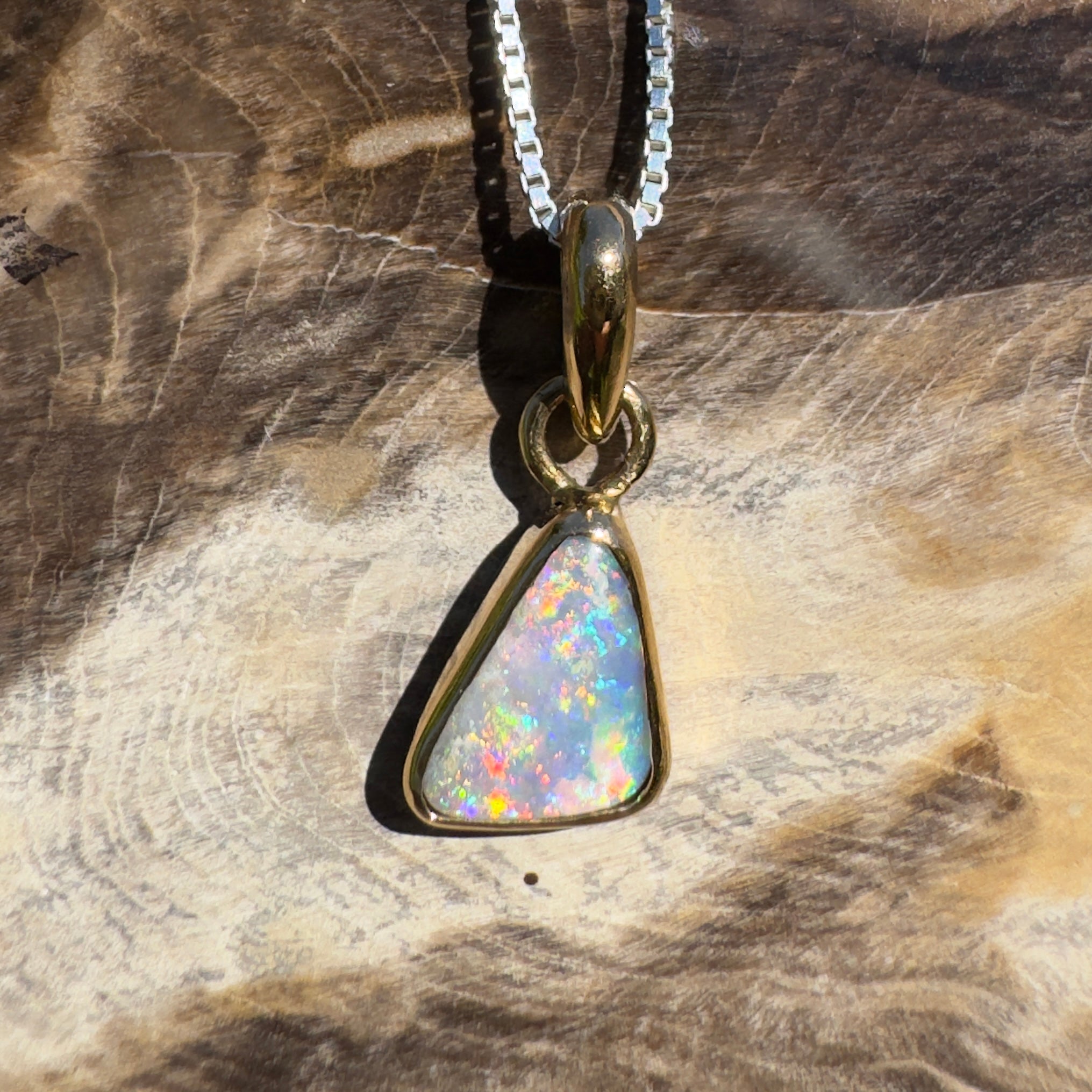 Kimberley Crown ~ 1ct Lightning Ridge Opal 9ct Yellow Gold Pendant