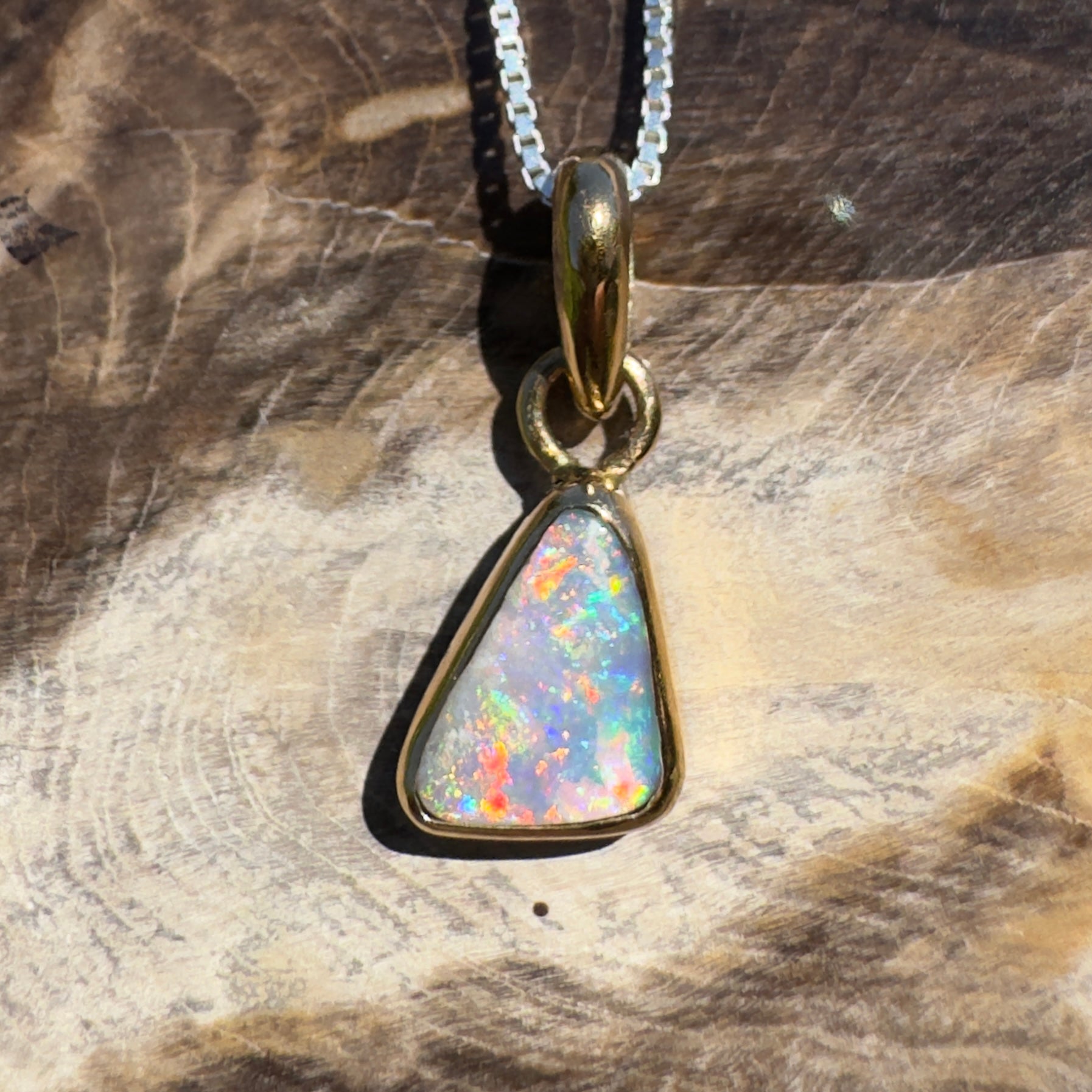 Kimberley Crown ~ 1ct Lightning Ridge Opal 9ct Yellow Gold Pendant