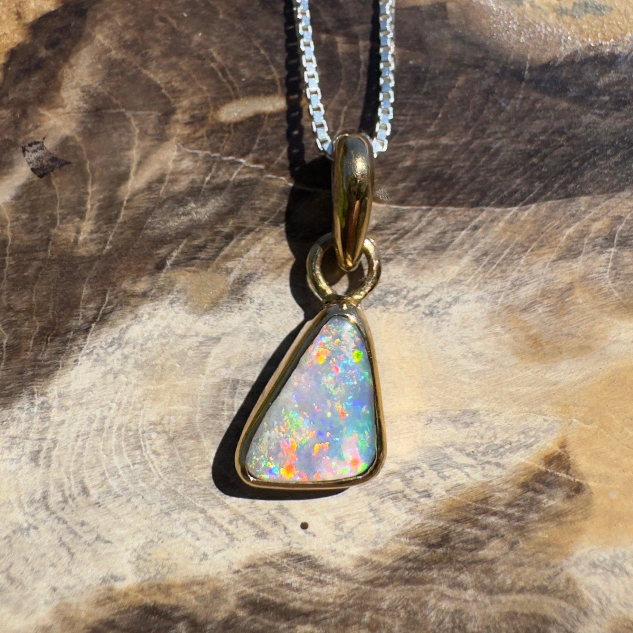 Kimberley Crown ~ 1ct Lightning Ridge Opal 9ct Yellow Gold Pendant