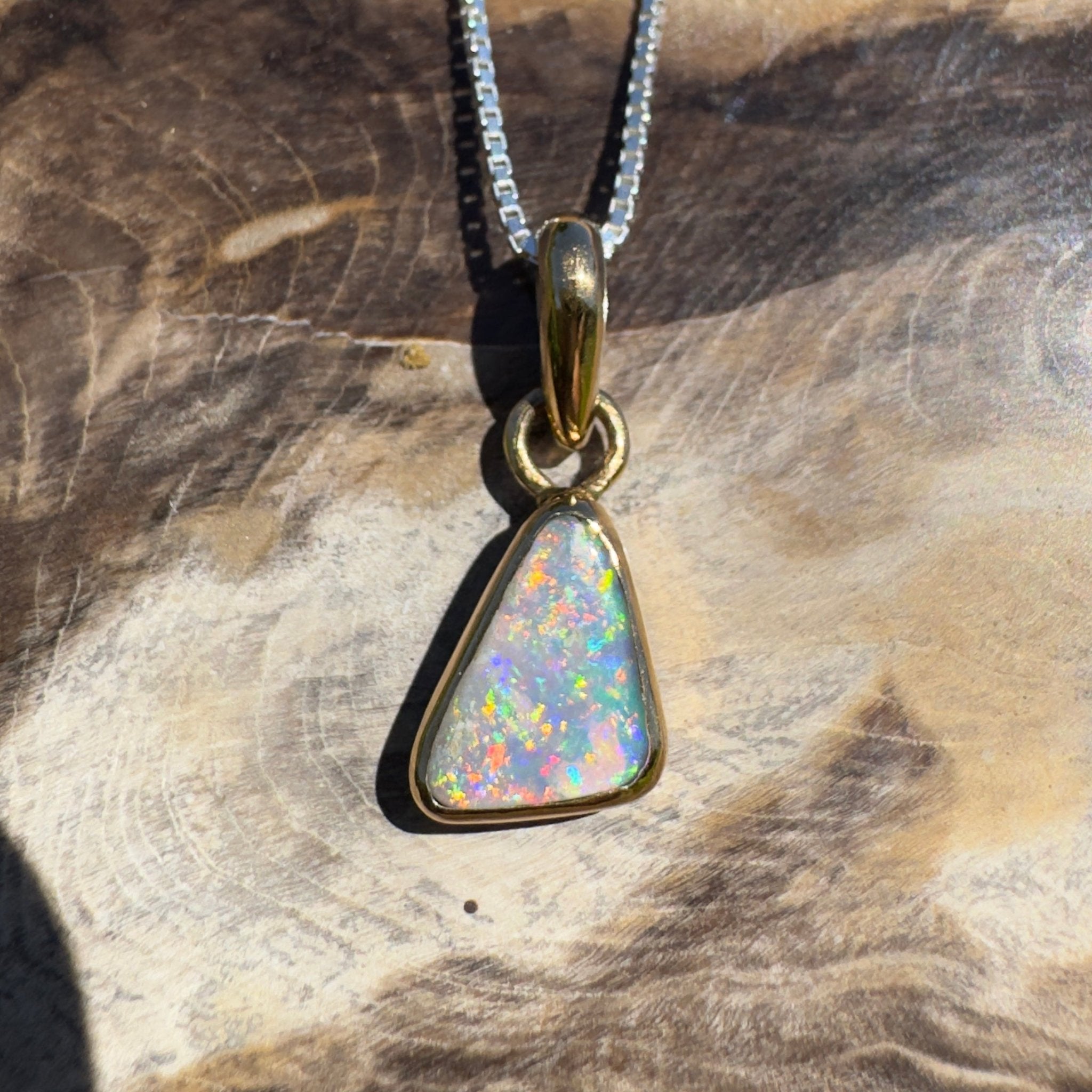 Kimberley Crown ~ 1ct Lightning Ridge Opal 9ct Yellow Gold Pendant