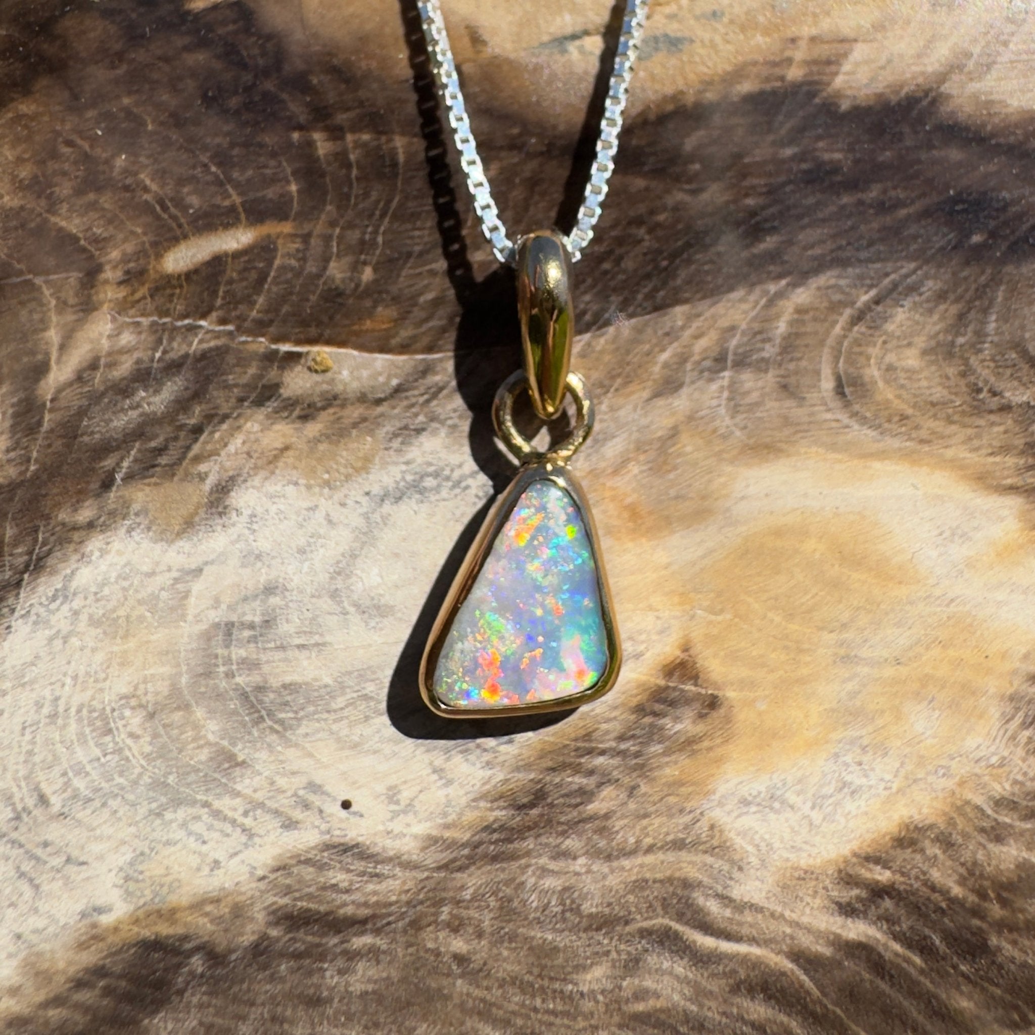 Kimberley Crown ~ 1ct Lightning Ridge Opal 9ct Yellow Gold Pendant