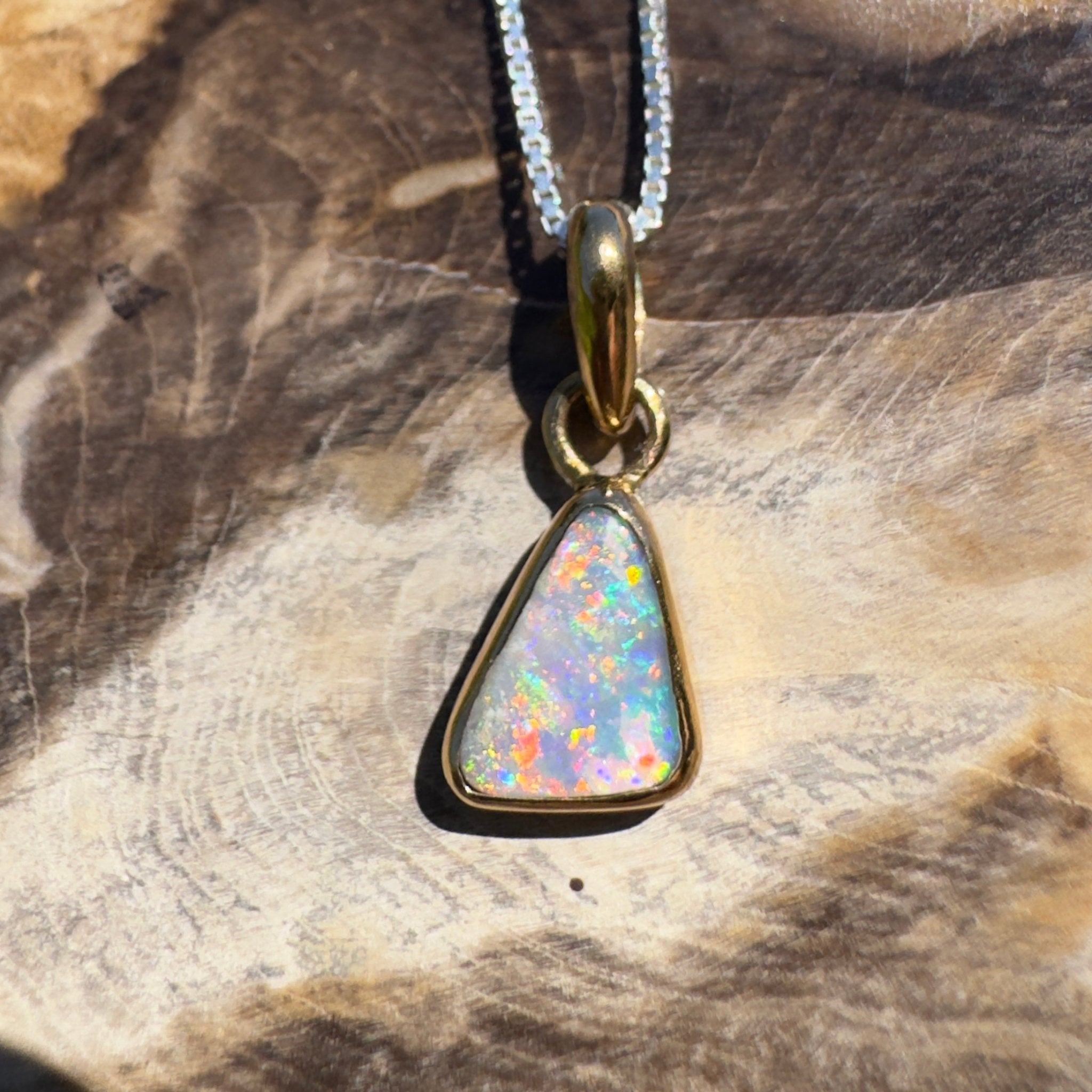 Kimberley Crown ~ 1ct Lightning Ridge Opal 9ct Yellow Gold Pendant