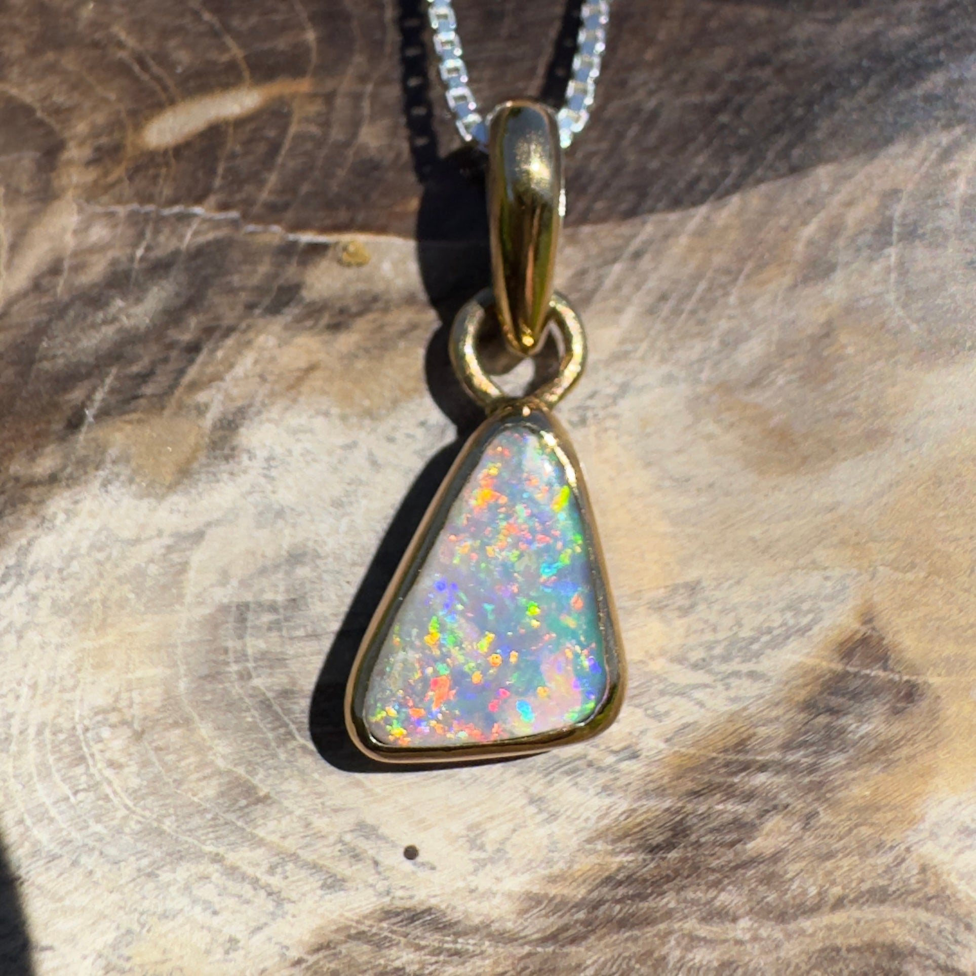 Kimberley Crown ~ 1ct Lightning Ridge Opal 9ct Yellow Gold Pendant