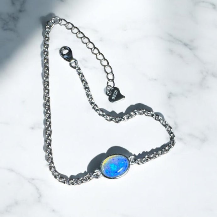 Kimberley Horizon ~ 0.8ct Solid Lightning Ridge Opal 925 Silver Bracelet