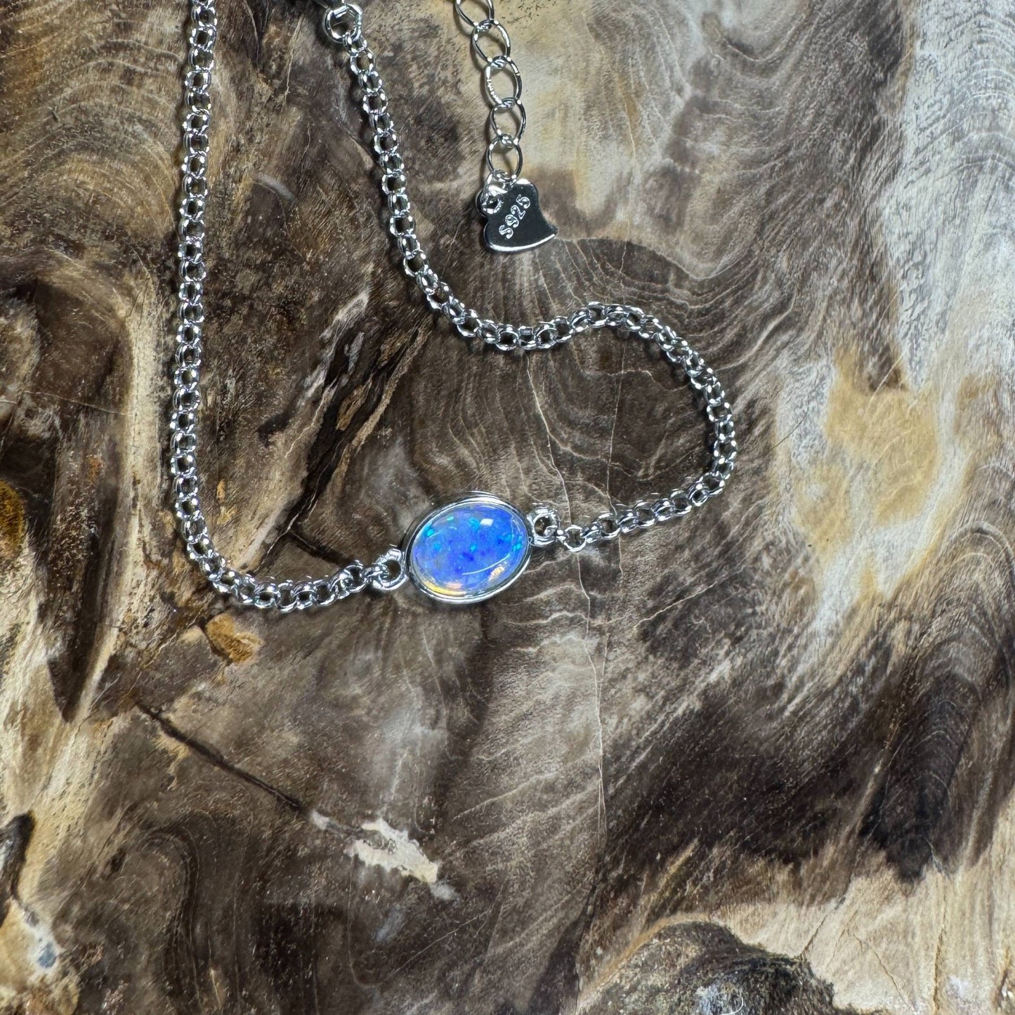 Kimberley Horizon ~ 0.8ct Solid Lightning Ridge Opal 925 Silver Bracelet