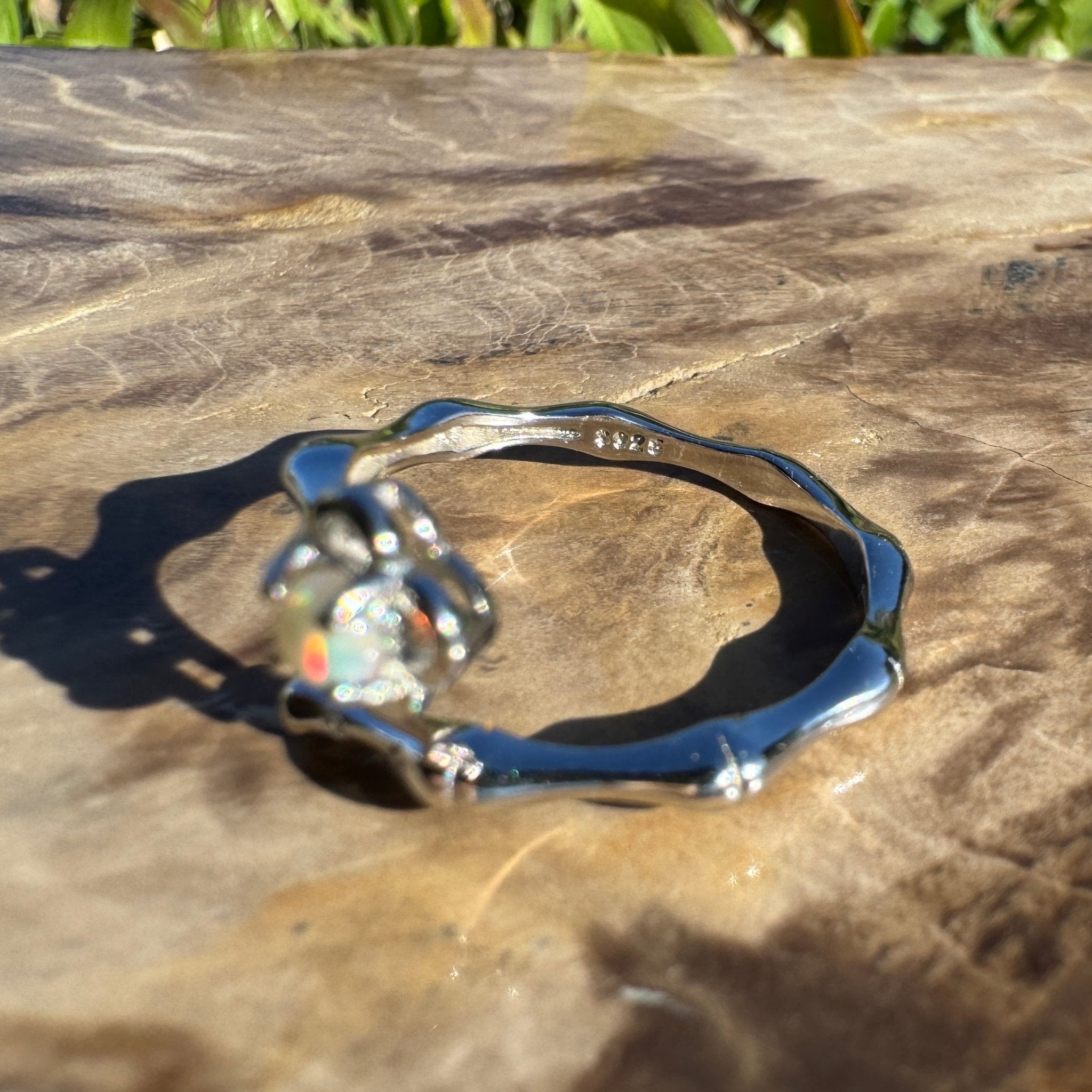 King Island Rise ~ 0.1ct Solid Lightning Ridge Opal 925 Silver Ring