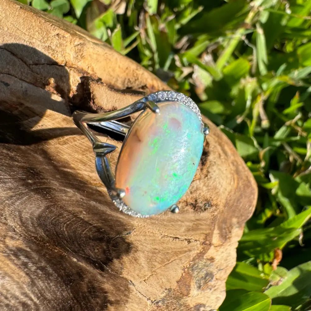 'Lagoon Serenity' ~ Handcrafted 2.4ct Solid Lightning Ridge Opal Sterling Silver Ring