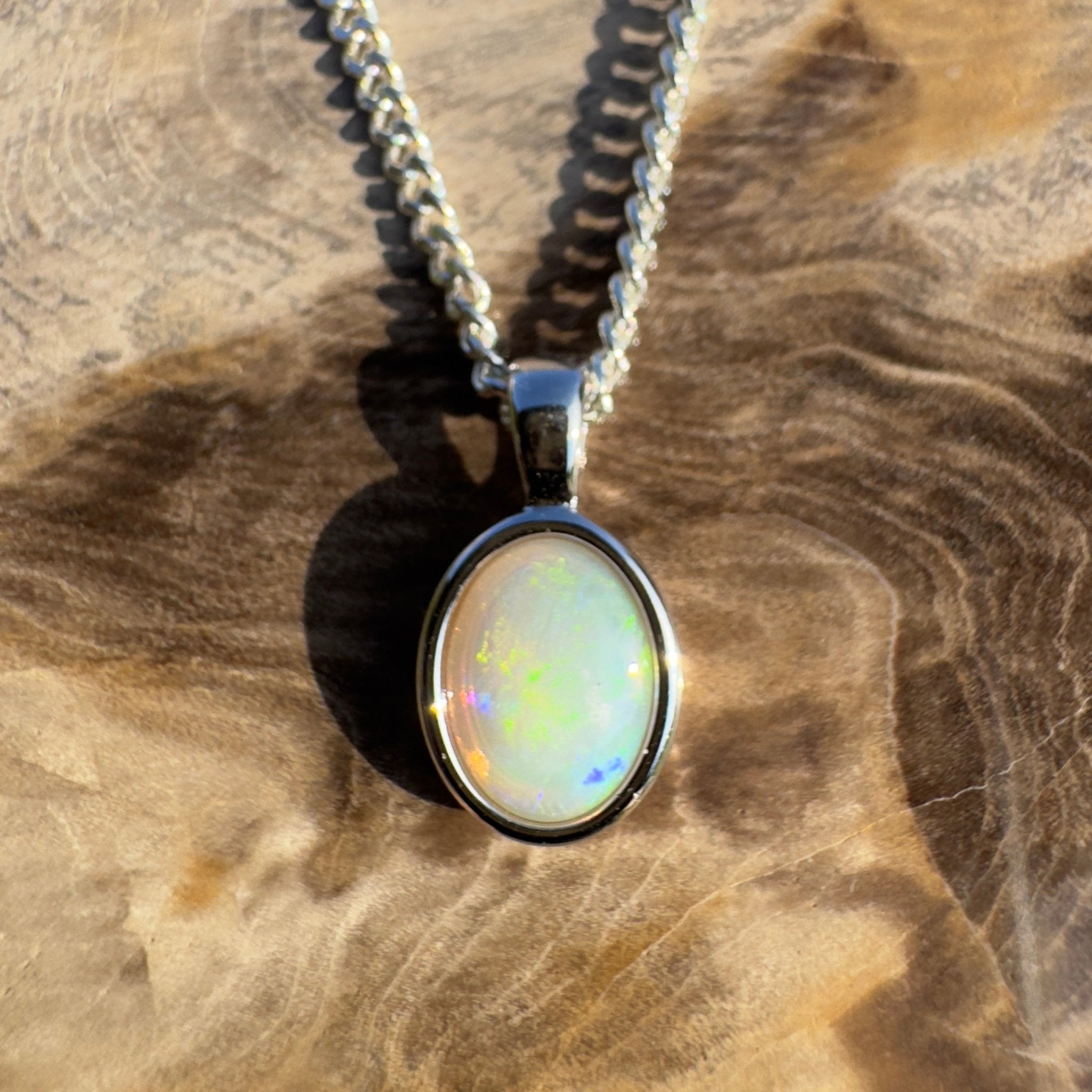 Lake Argyle Aurora – 0.7ct Coober Pedy Opal 925 Silver Pendant