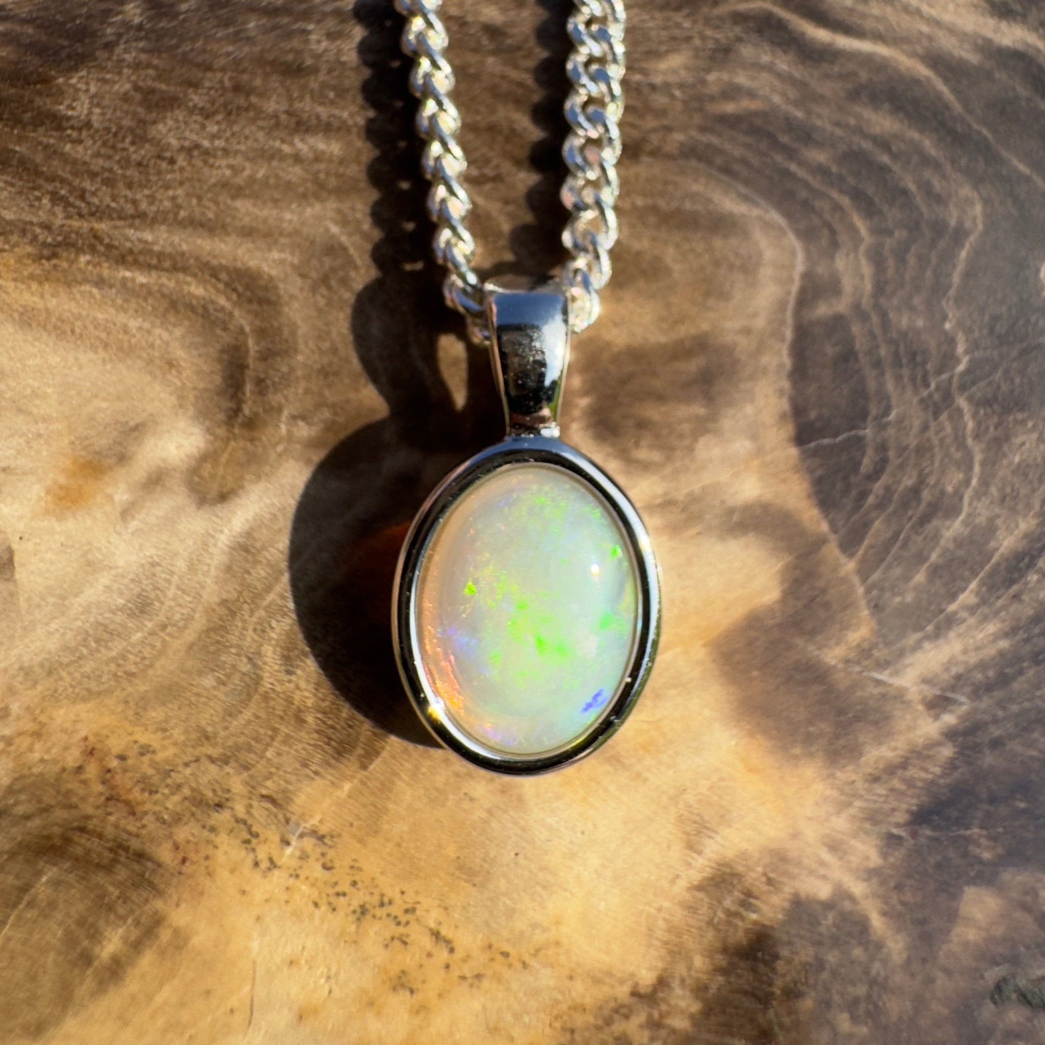 Lake Argyle Aurora – 0.7ct Coober Pedy Opal 925 Silver Pendant