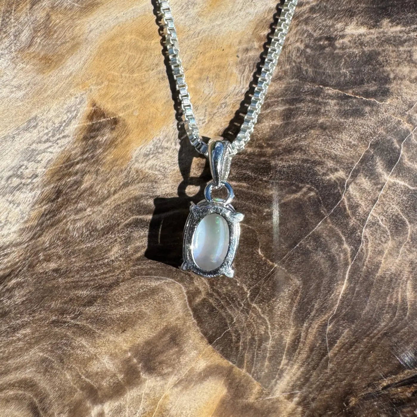 ‘Lake Eyre Mirage' ~ Handcrafted 0.7ct Solid Coober Pedy Opal 925 Sterling Silver Necklace