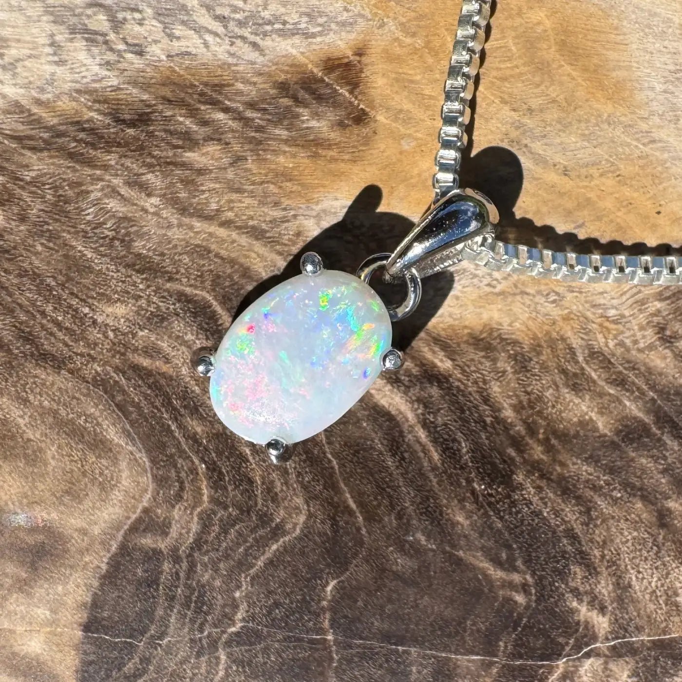 ‘Lake Eyre Mirage' ~ Handcrafted 0.7ct Solid Coober Pedy Opal 925 Sterling Silver Necklace
