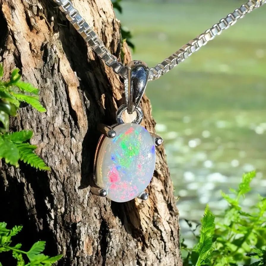 ‘Lake Eyre Mirage' ~ Handcrafted 0.7ct Solid Coober Pedy Opal 925 Sterling Silver Necklace