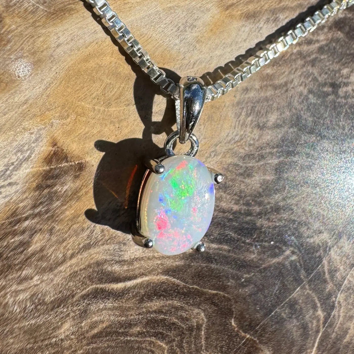 ‘Lake Eyre Mirage' ~ Handcrafted 0.7ct Solid Coober Pedy Opal 925 Sterling Silver Necklace