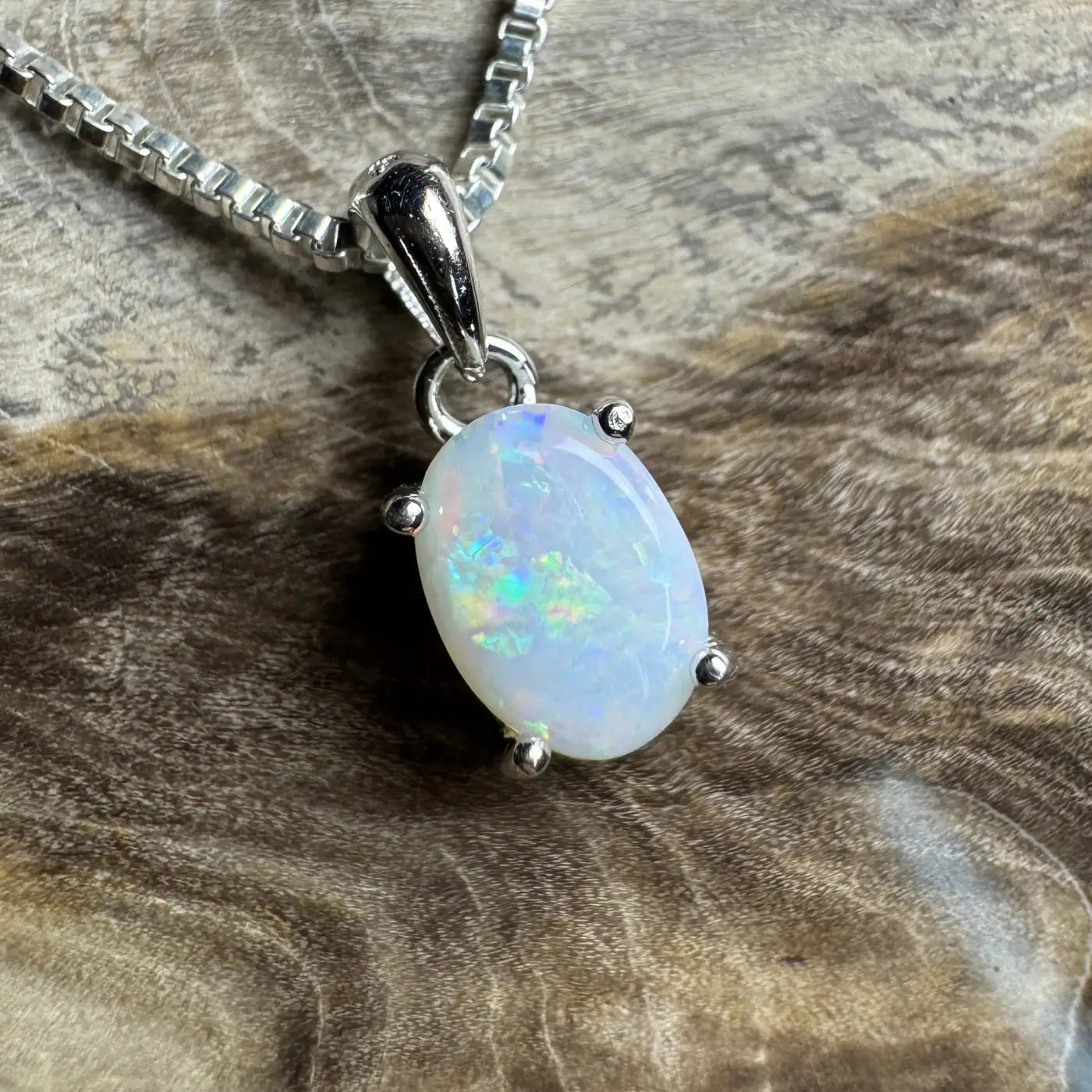 ‘Lake Eyre Mirage' ~ Handcrafted 0.7ct Solid Coober Pedy Opal 925 Sterling Silver Necklace