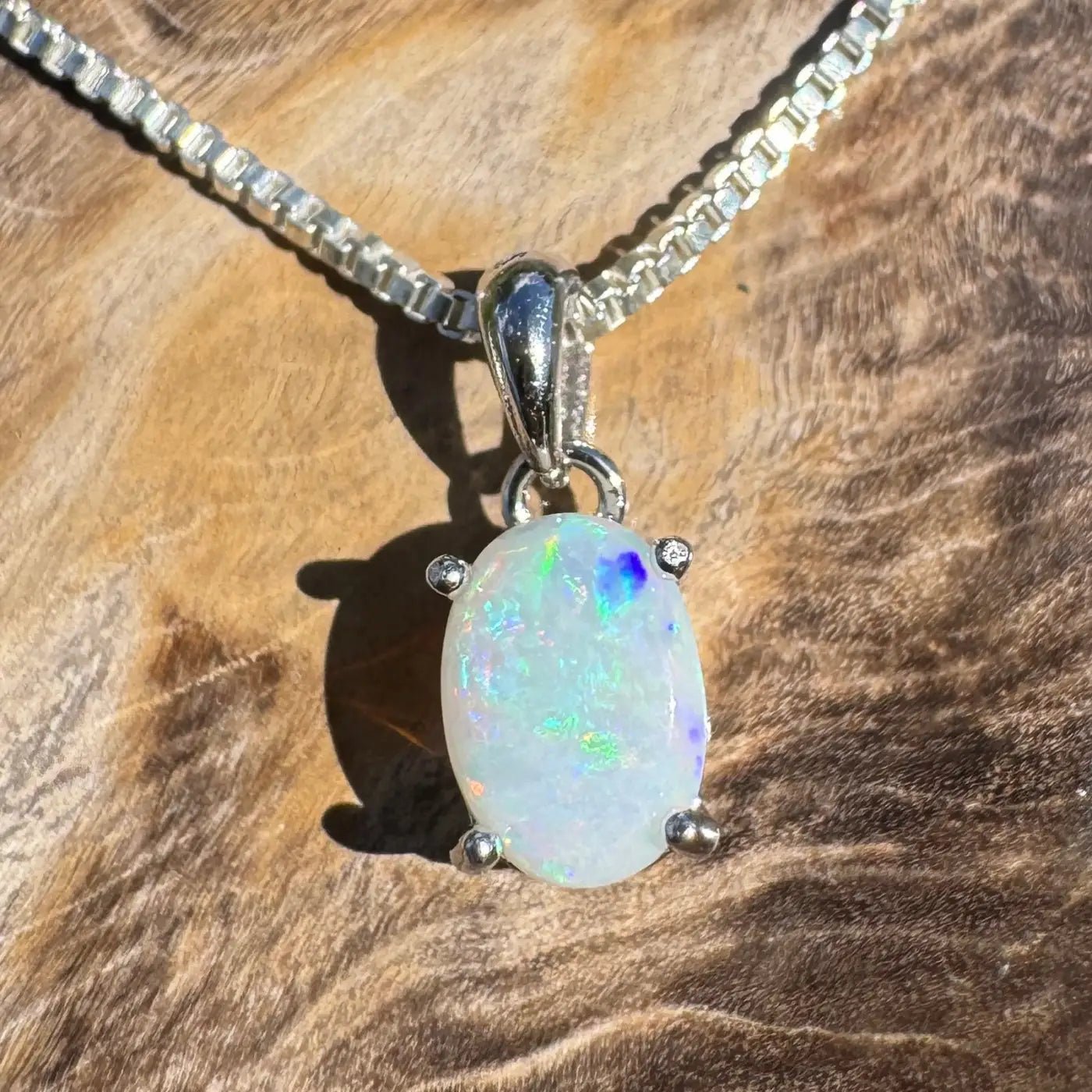 ‘Lake Eyre Mirage' ~ Handcrafted 0.7ct Solid Coober Pedy Opal 925 Sterling Silver Necklace