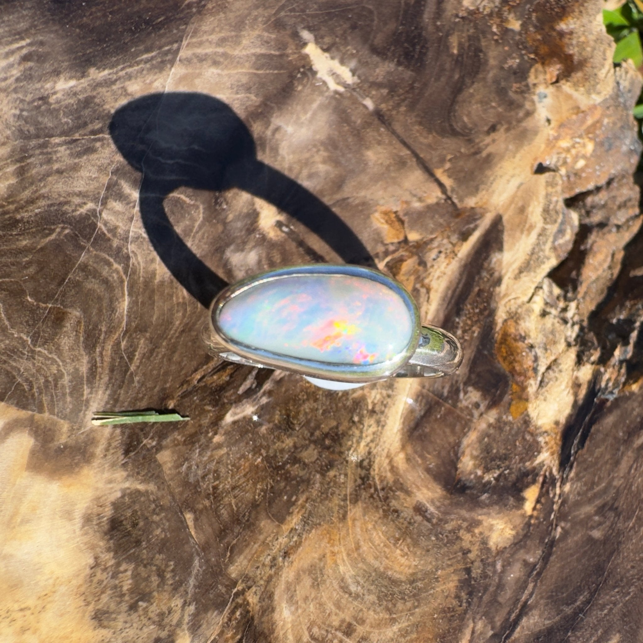 Lake Eyre Reflection ~ 1.5ct Solid Lightning Ridge Opal 925 Silver Ring