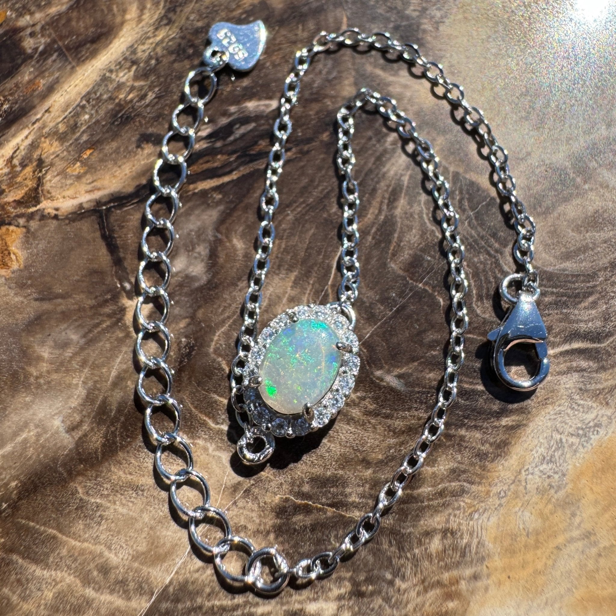 Lancelin Tide - 0.8ct Lightning Ridge Opal 925 Silver Bracelet