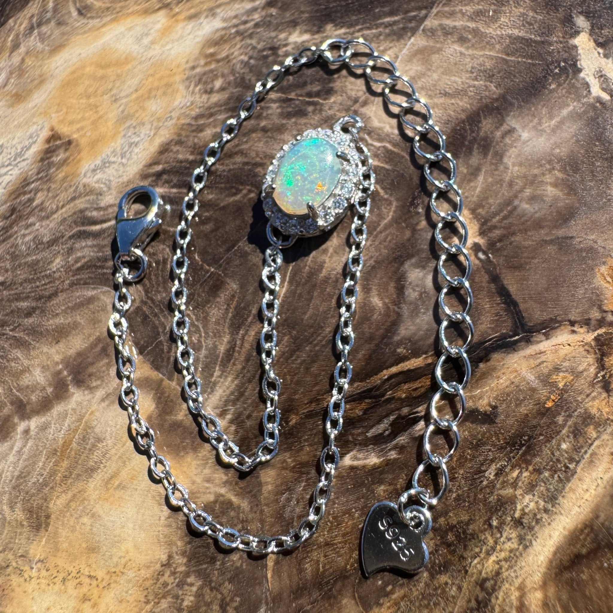 Lancelin Tide - 0.8ct Lightning Ridge Opal 925 Silver Bracelet