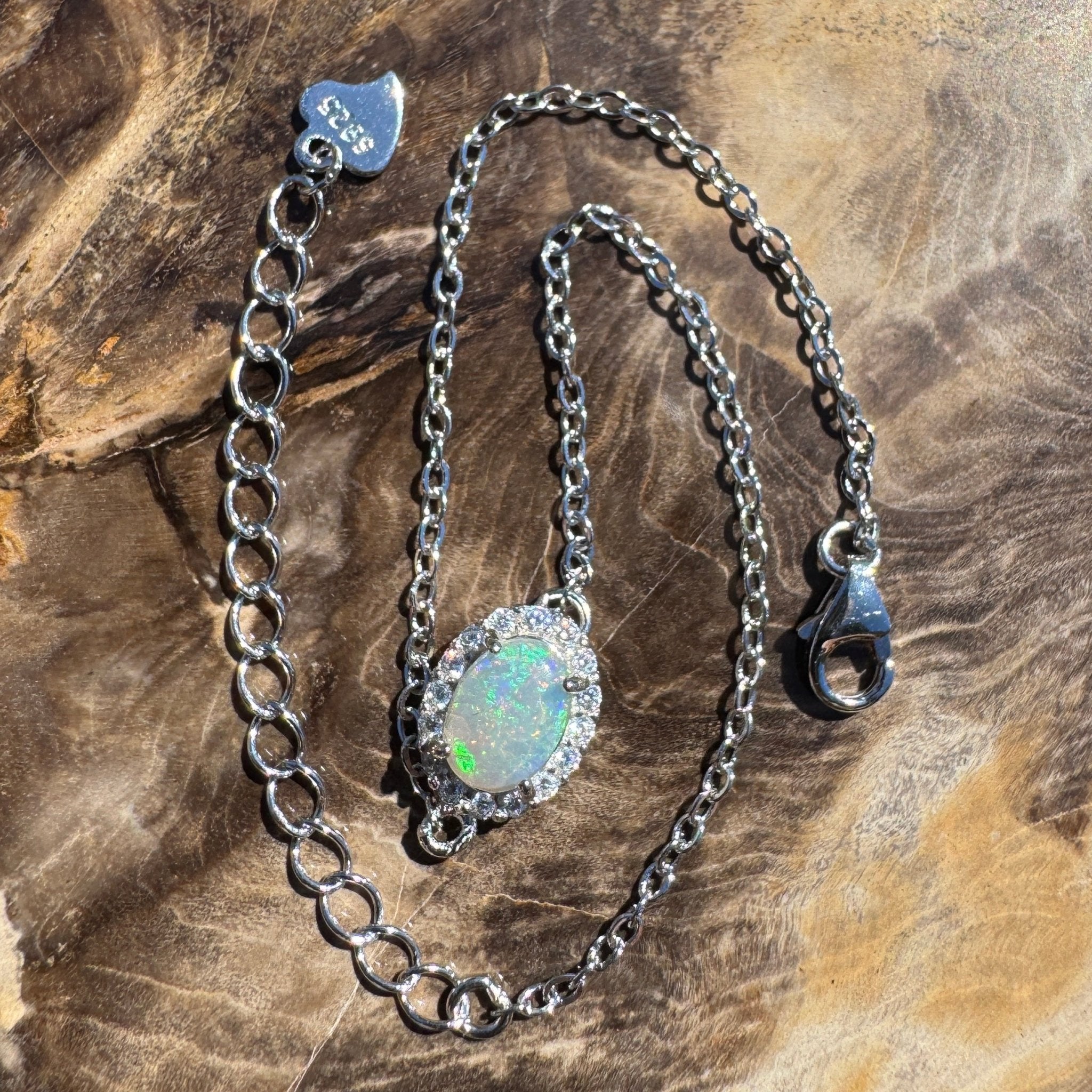 Lancelin Tide - 0.8ct Lightning Ridge Opal 925 Silver Bracelet