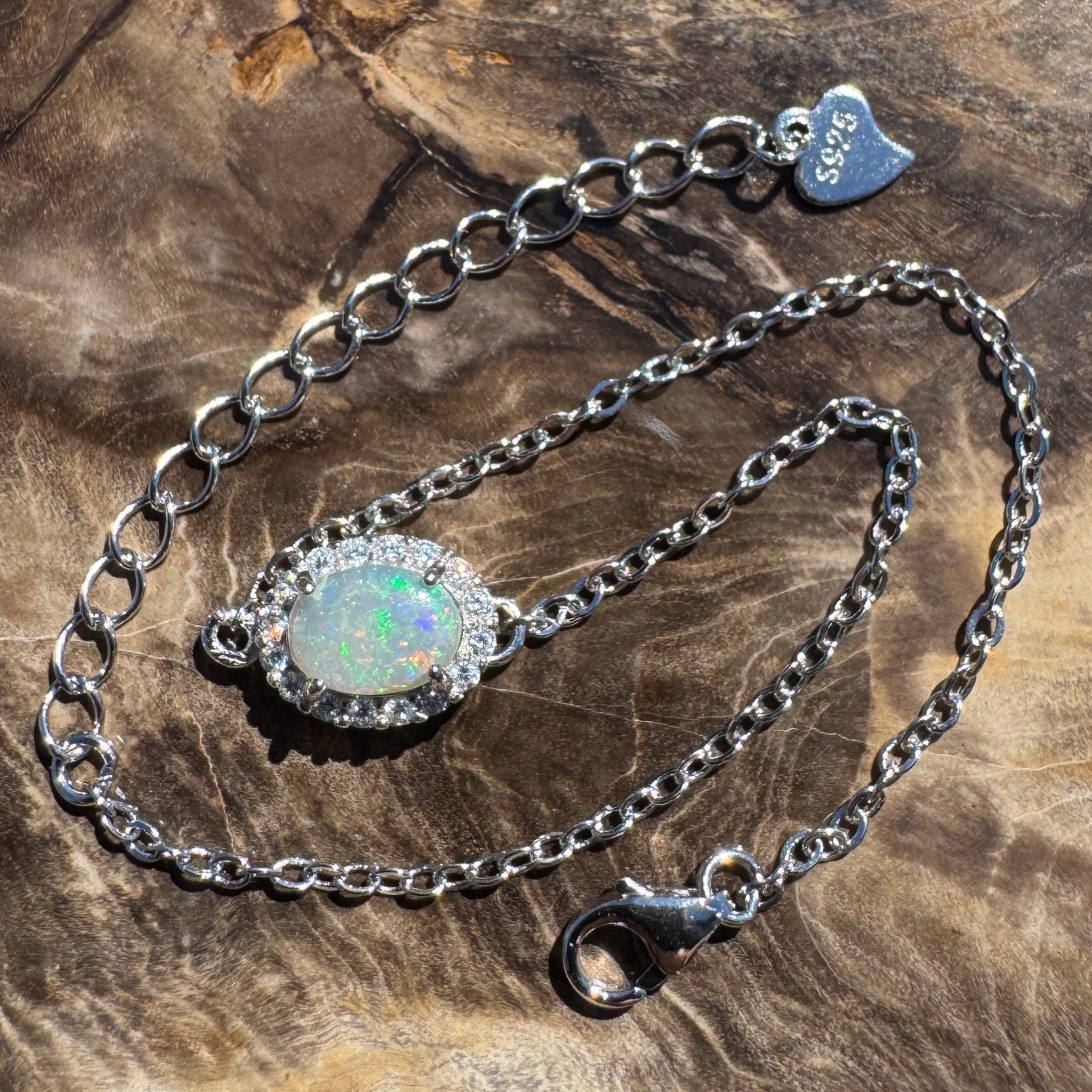 Lancelin Tide - 0.8ct Lightning Ridge Opal 925 Silver Bracelet