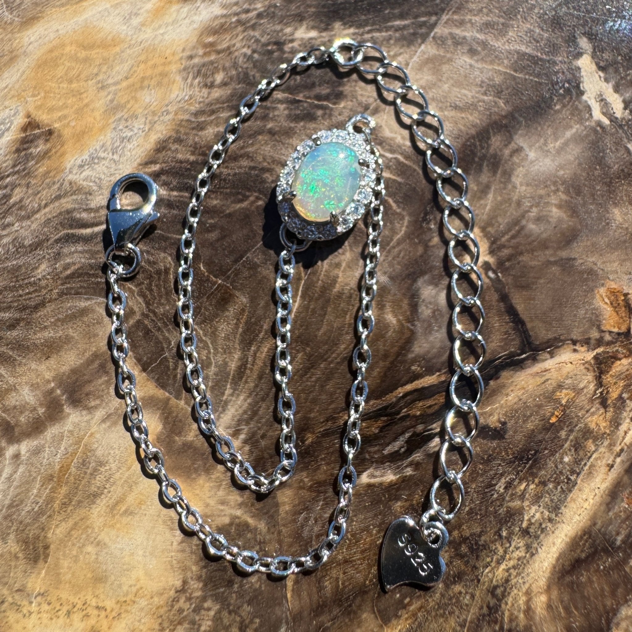 Lancelin Tide - 0.8ct Lightning Ridge Opal 925 Silver Bracelet