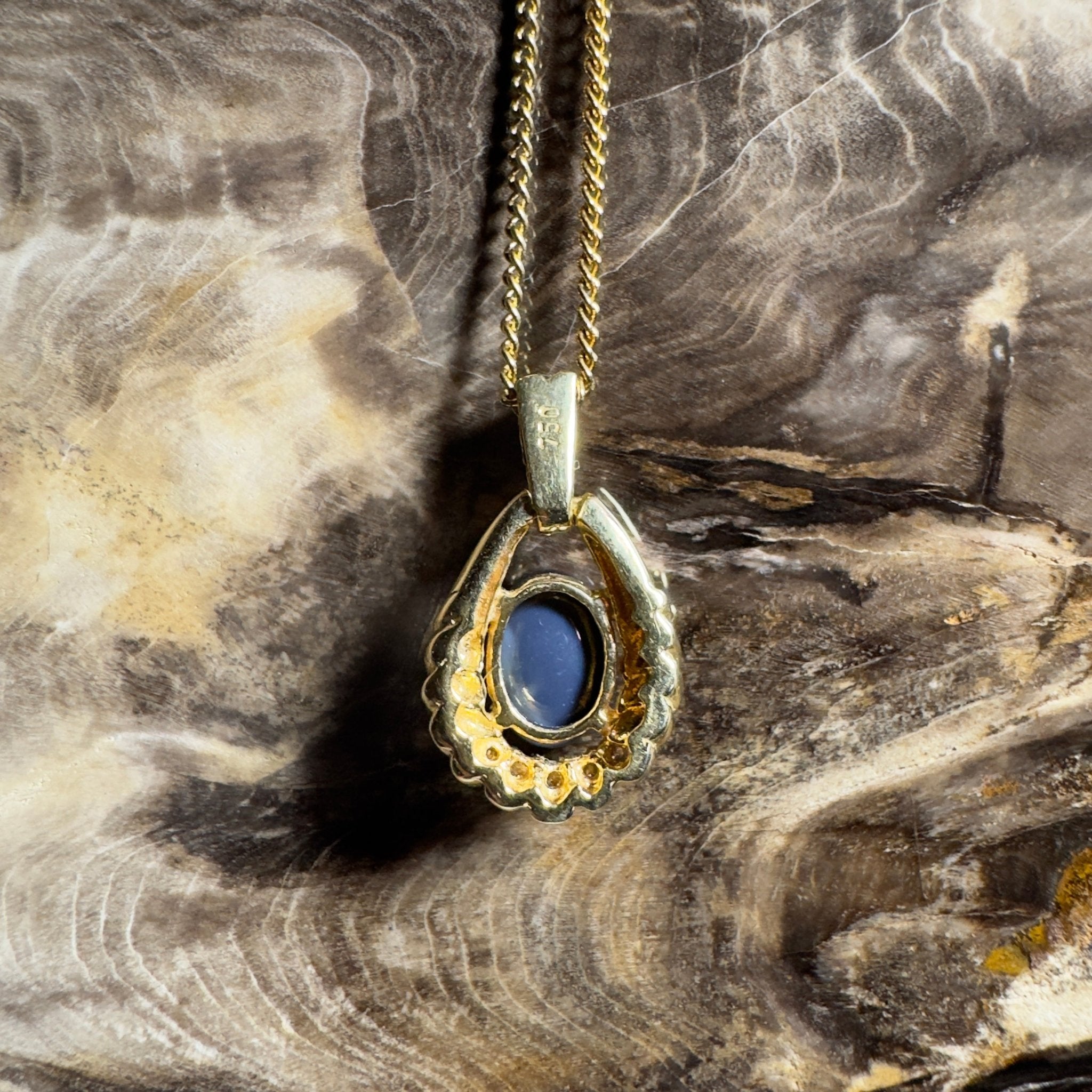 Lightning Ridge Halo ~ 1ct Lightning Ridge Black Opal 18ct Yellow Gold Pendant