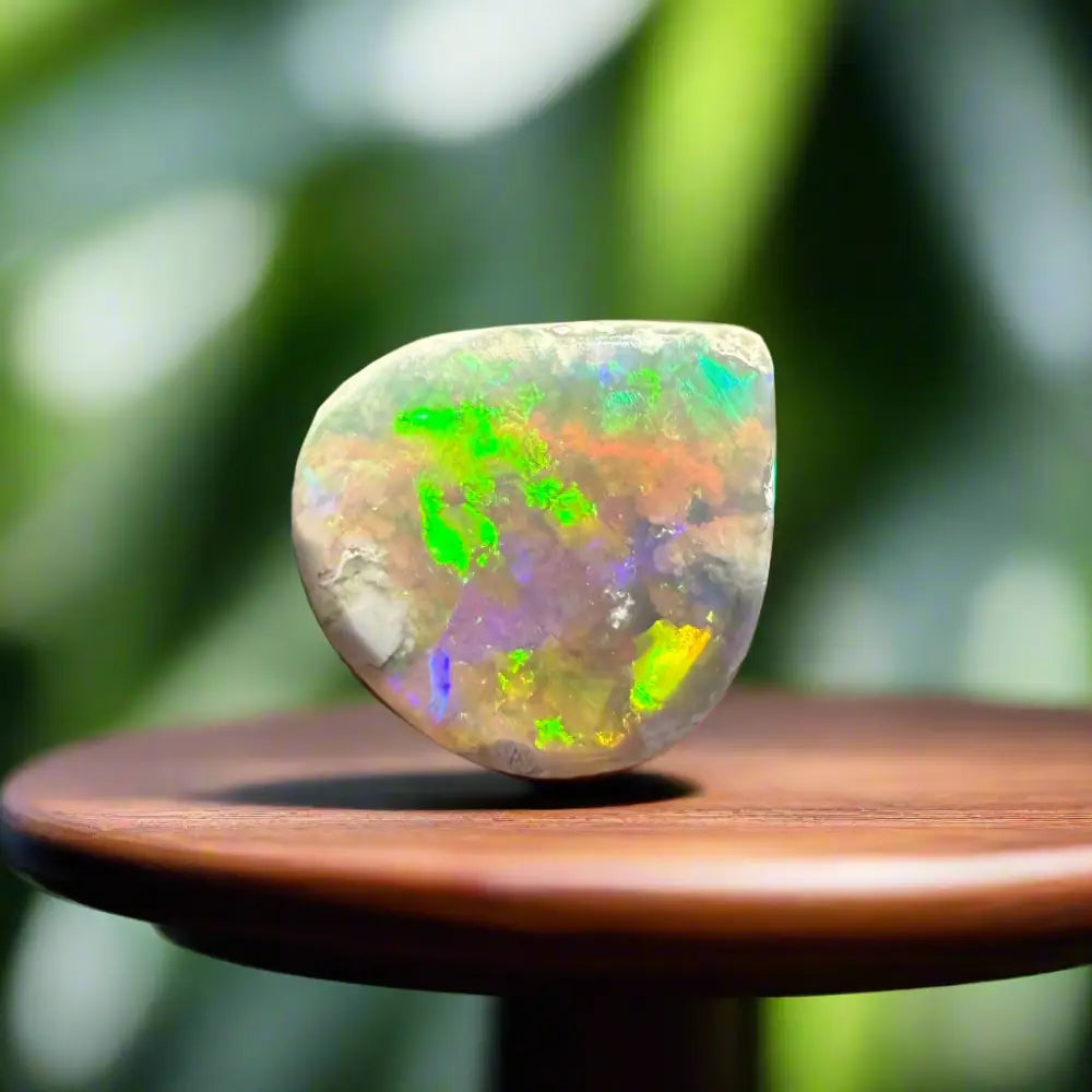 Iridescent opal gemstone from Lightning Ridge, 1.6 carat solid hand-cut specimen