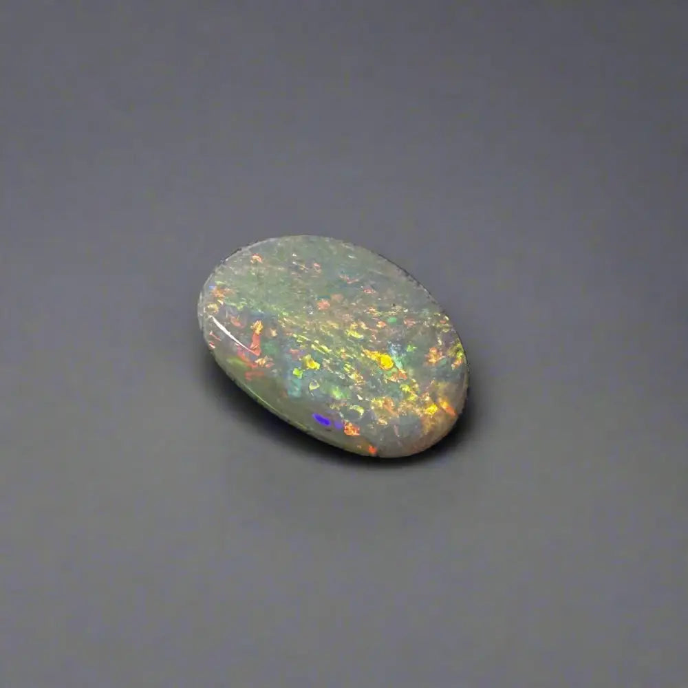 Oval Lightning Ridge Opal 2.4 carats with iridescent flashes and smooth hand-cut finish