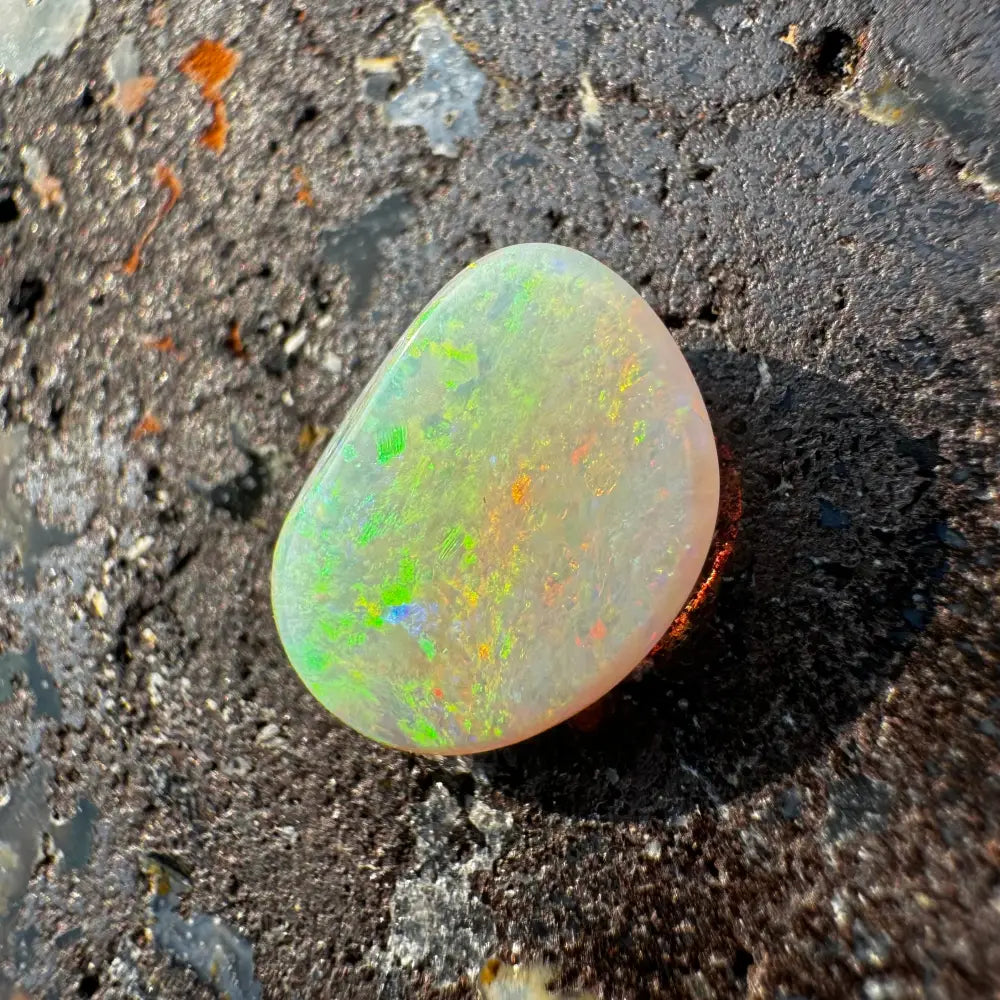 Polished Lightning Ridge Opal 2.4 carat solid hand-cut with iridescent colors