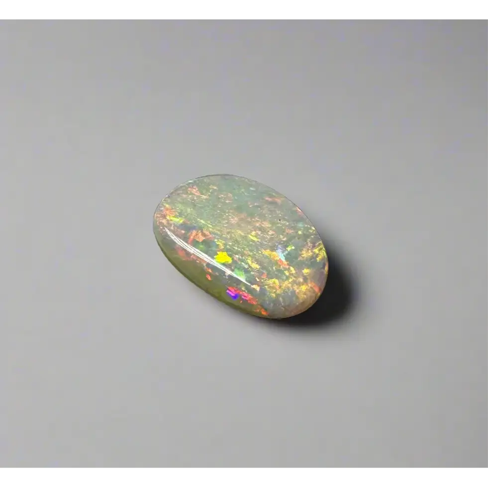 Oval Lightning Ridge Opal 2.4 carat solid hand-cut gemstone with iridescent play-of-color