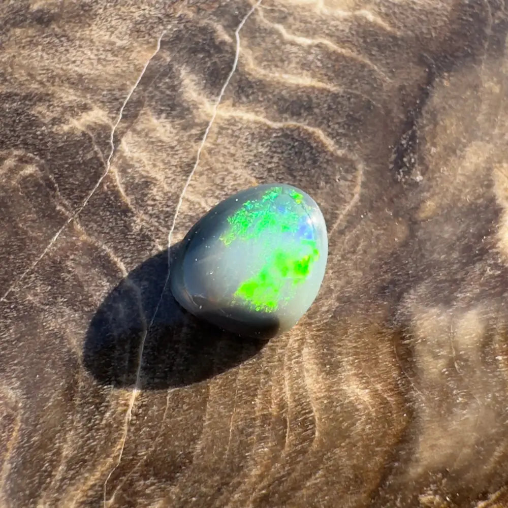 Iridescent Lightning Ridge Semi Black Opal 0.4 Carat Solid Hand-Cut gemstone