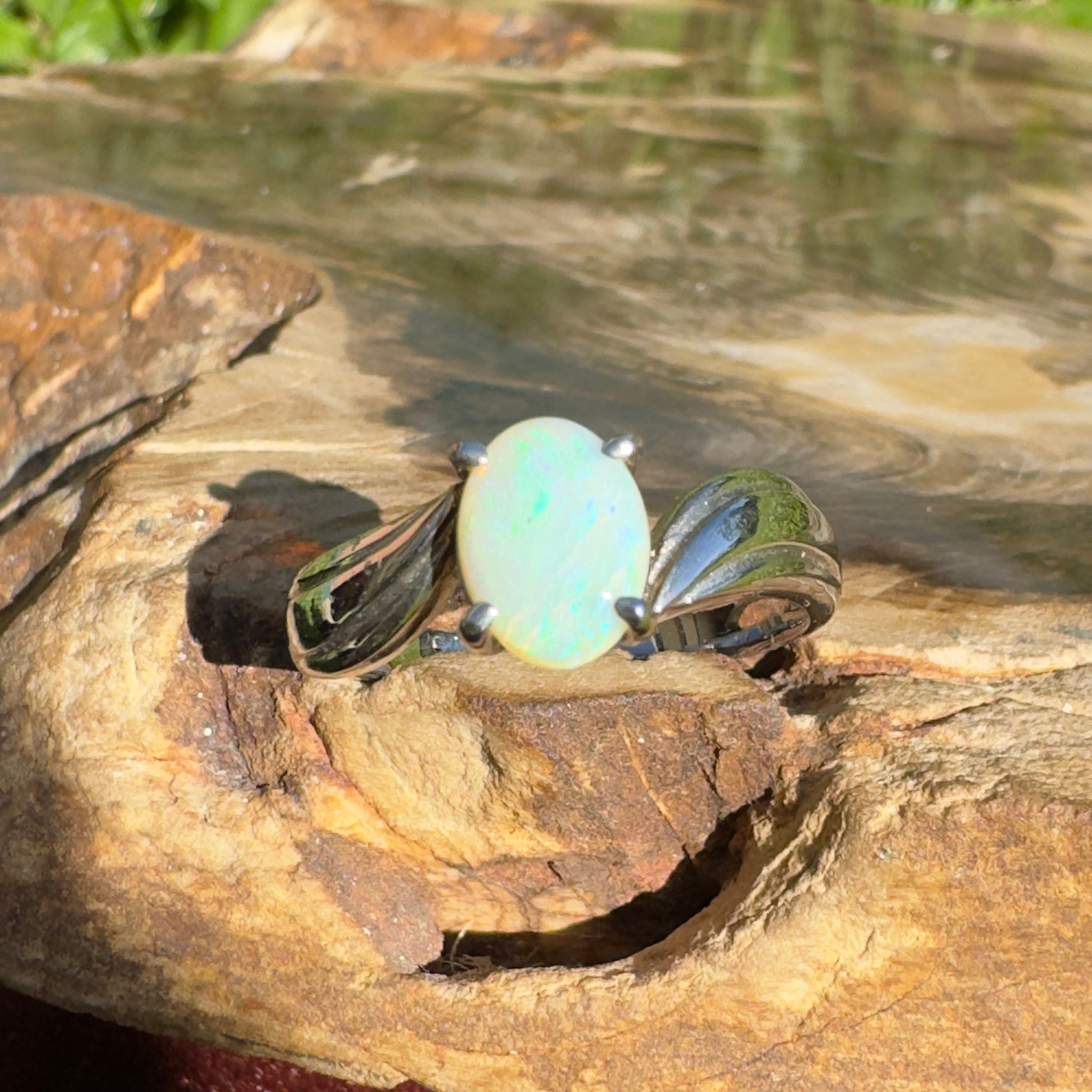 Lightning Ridge Whisper – Solid Lightning Ridge Opal 925 Sterling Silver Ring