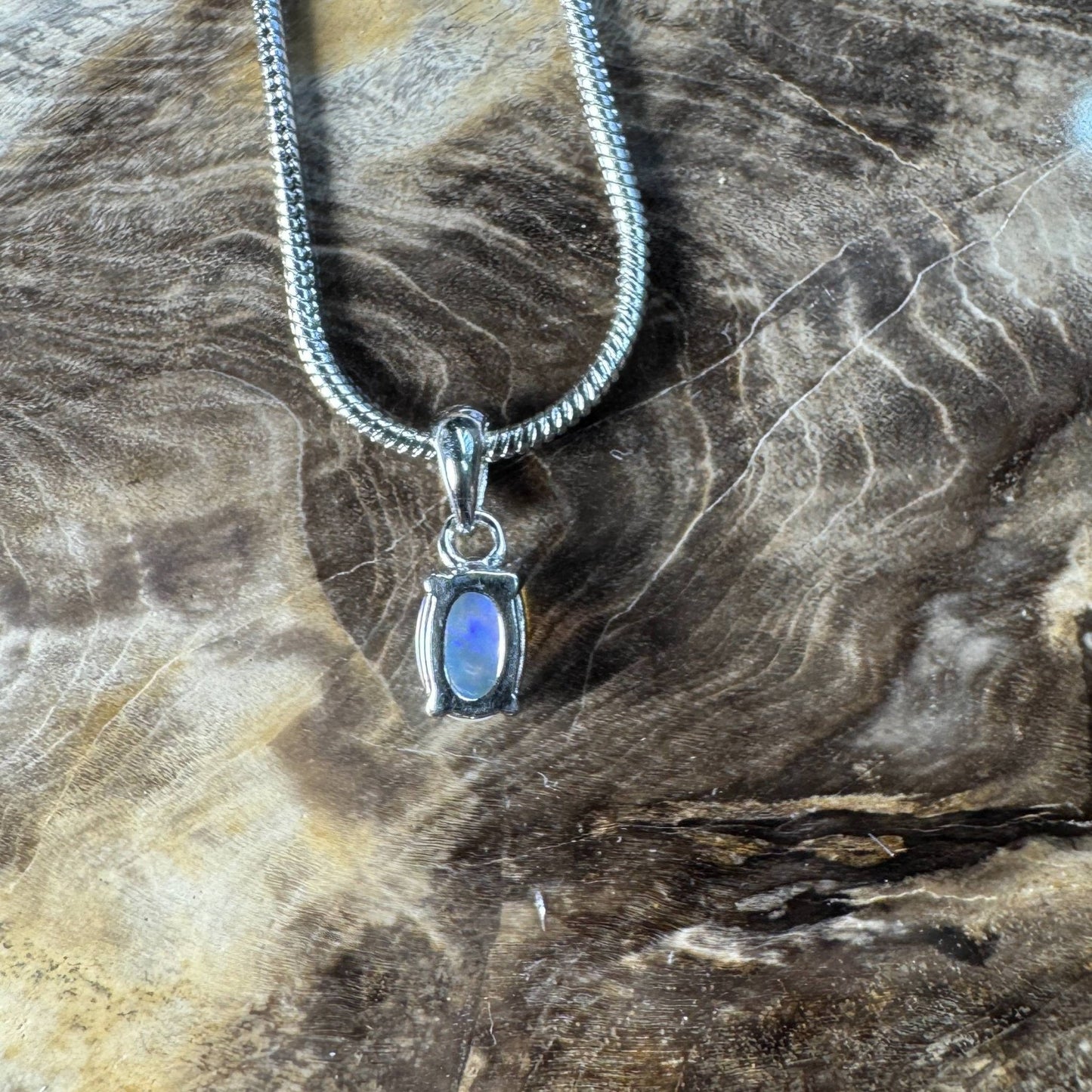 Litchfield Falls ~ 0.5ct Solid Lightning Ridge Opal 925 Silver Pendant Necklace