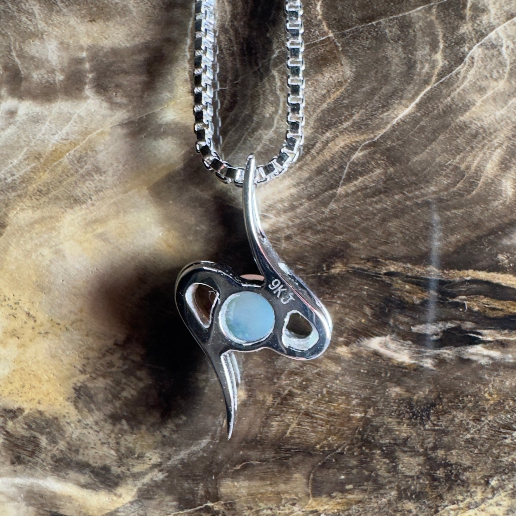 Litchfield Flow ~ 0.3ct Coober Pedy Opal 9ct White Gold Pendant